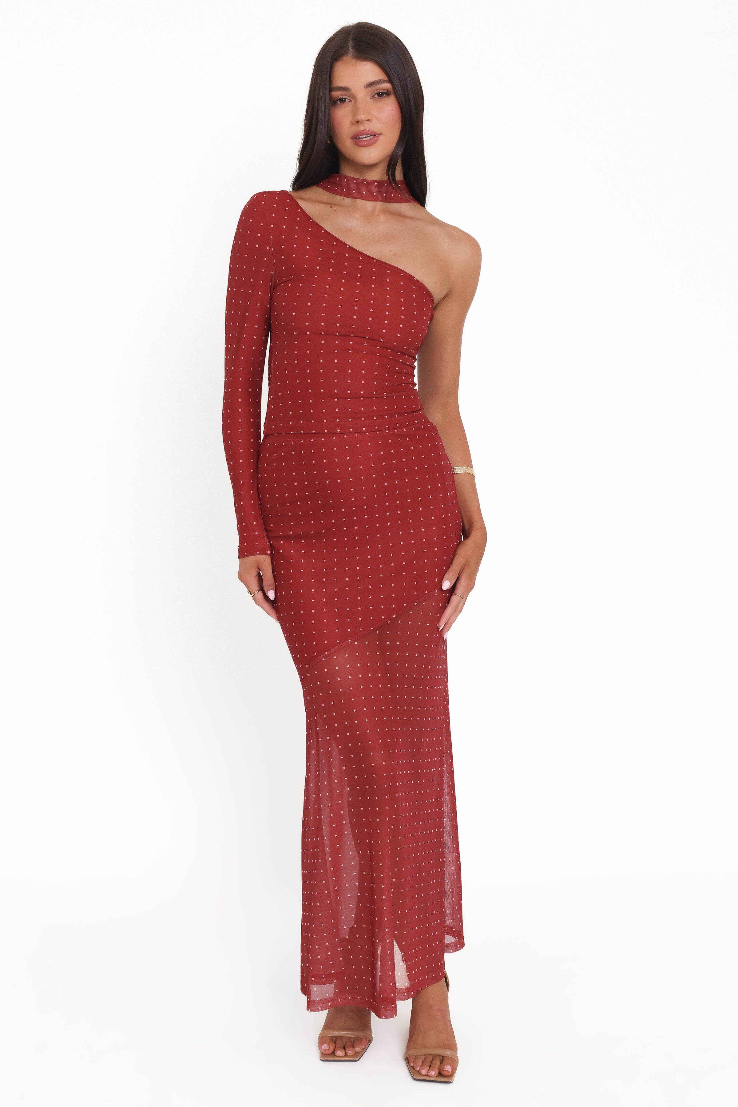 SETS @Hollie Mesh Skirt Set - Red Polka Dot