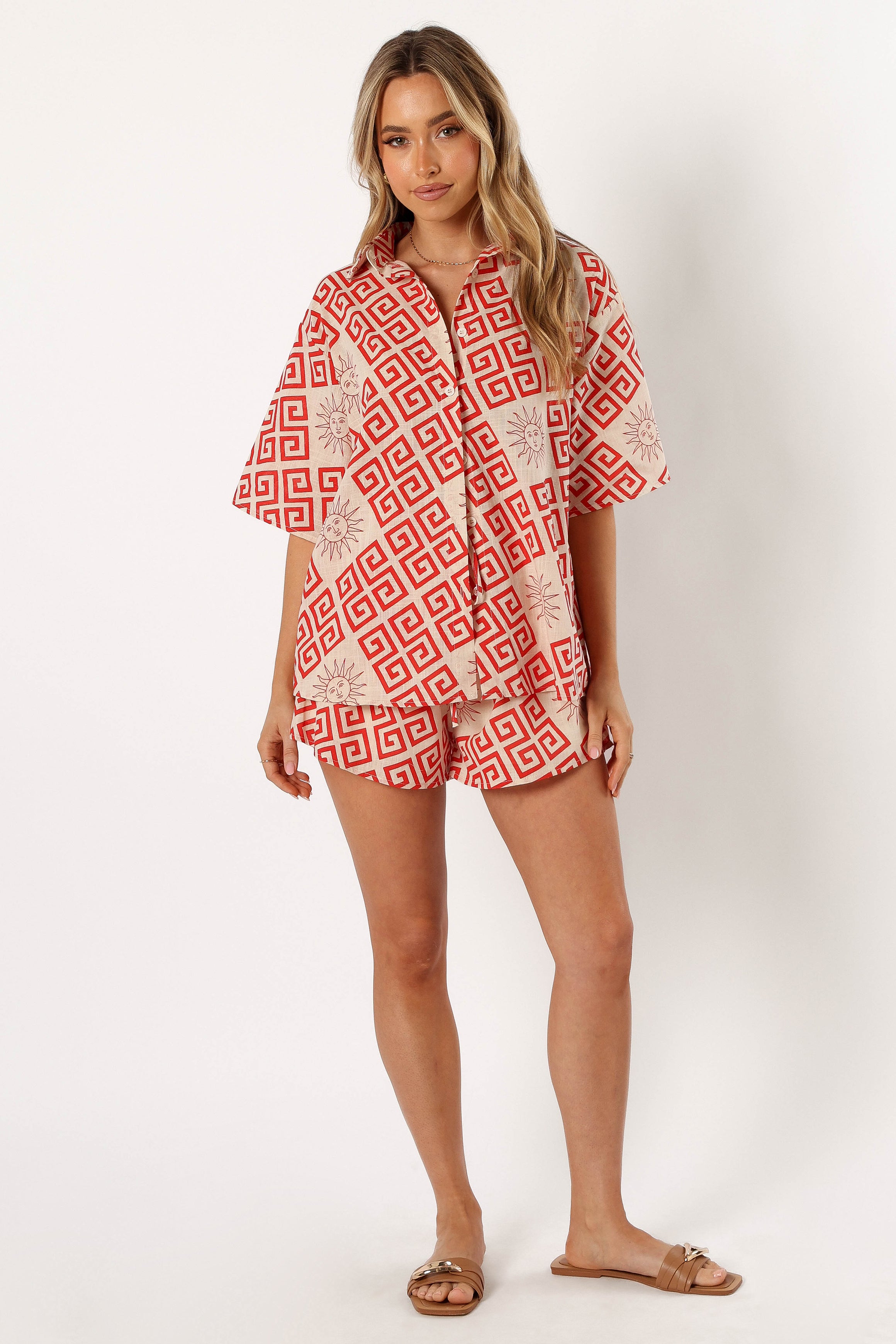 SETS @Isabella Short Set - Beige Red