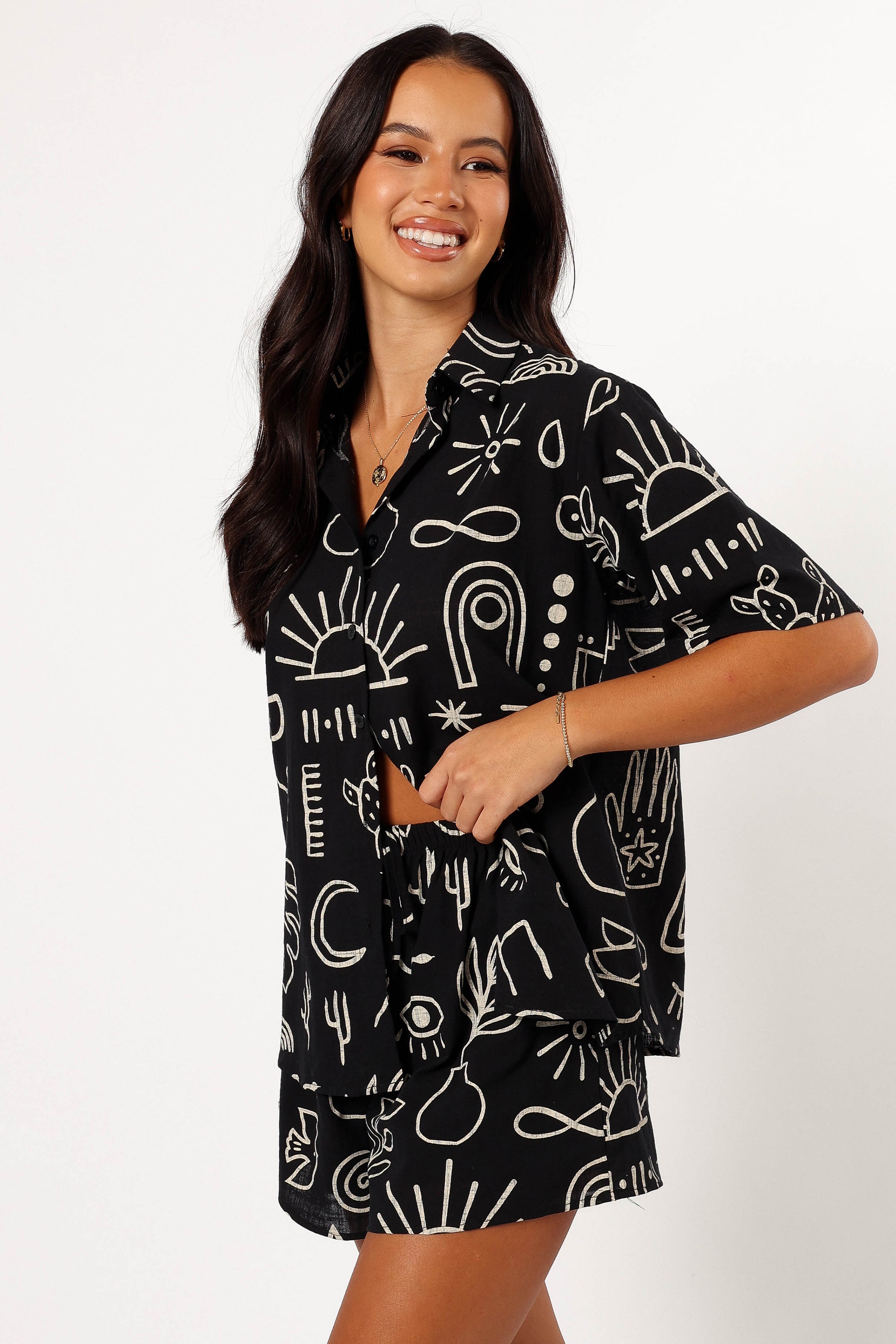 SETS @Isabella Short Set - Black Beige (Hold for Euro Summer)