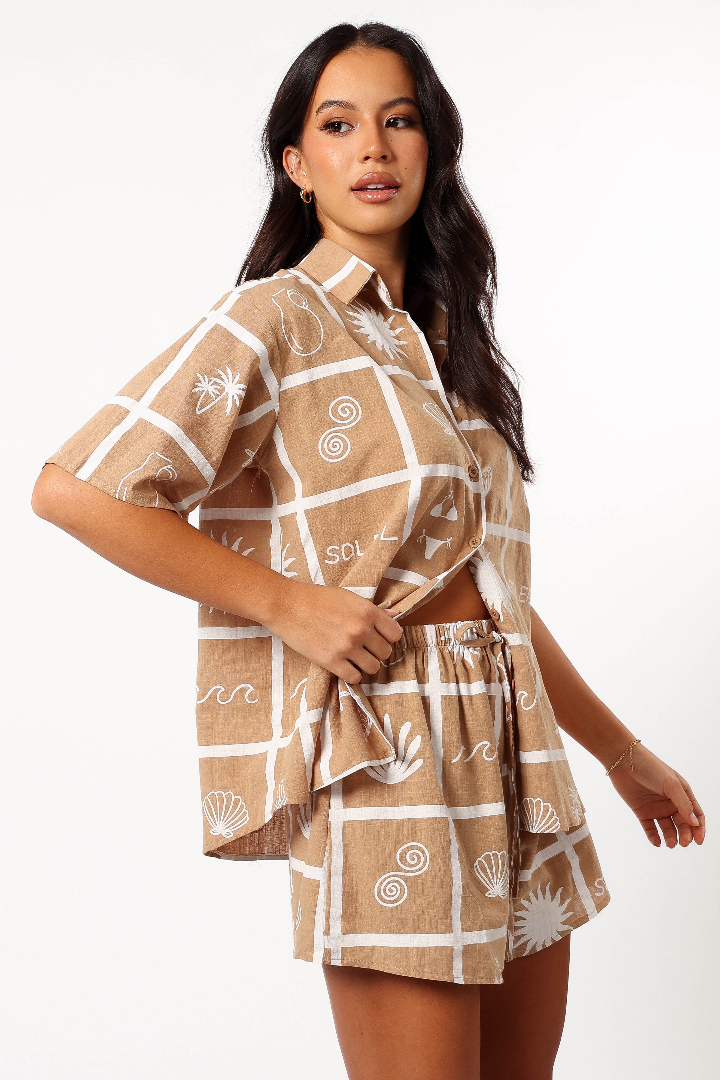 SETS @Isabella Short Set - Tan Soleil Print (Hold for Euro Summer)