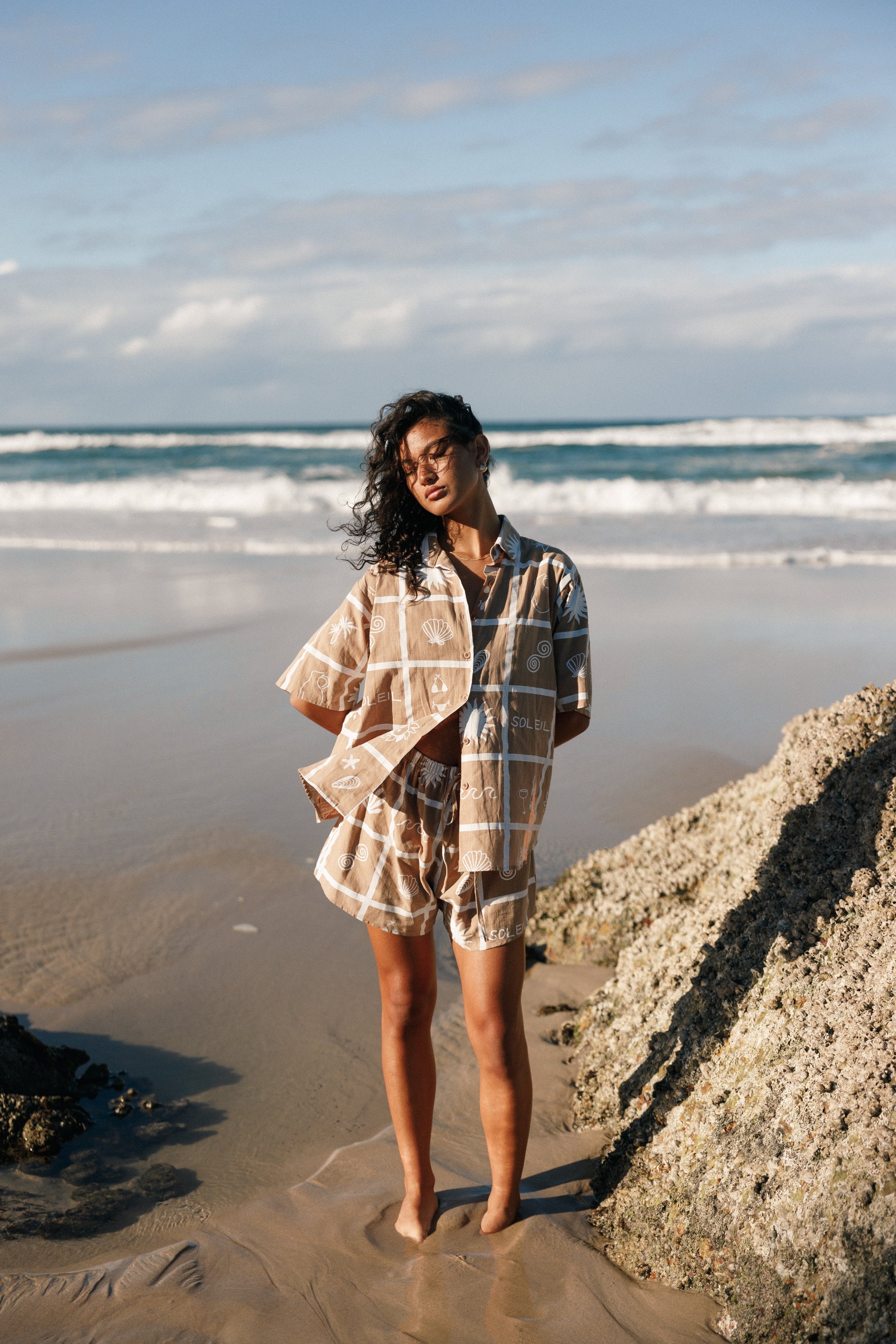 SETS @Isabella Short Set - Tan Soleil Print (Hold for Euro Summer)