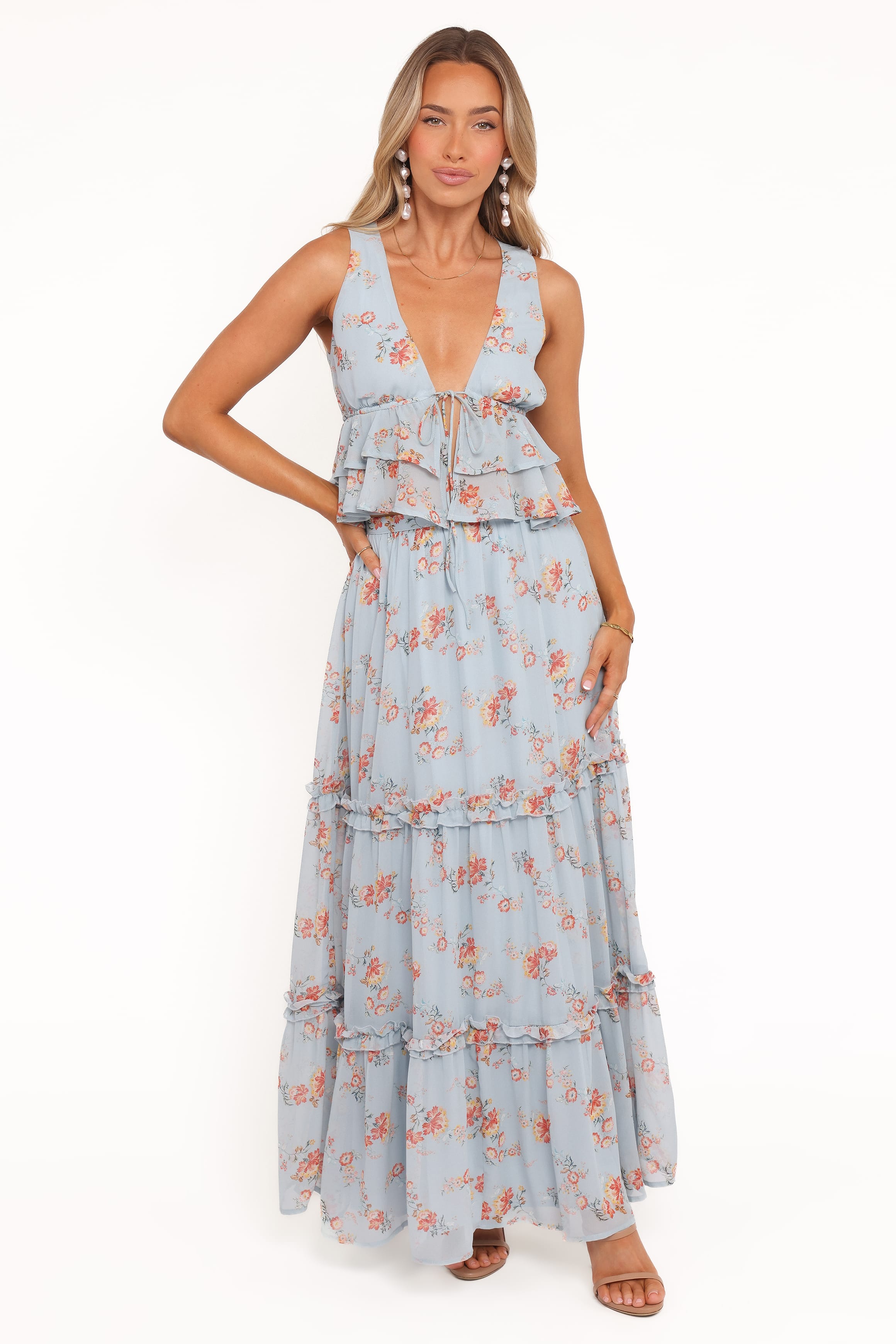 SETS Isla Tiered Skirt Set - Blue Floral