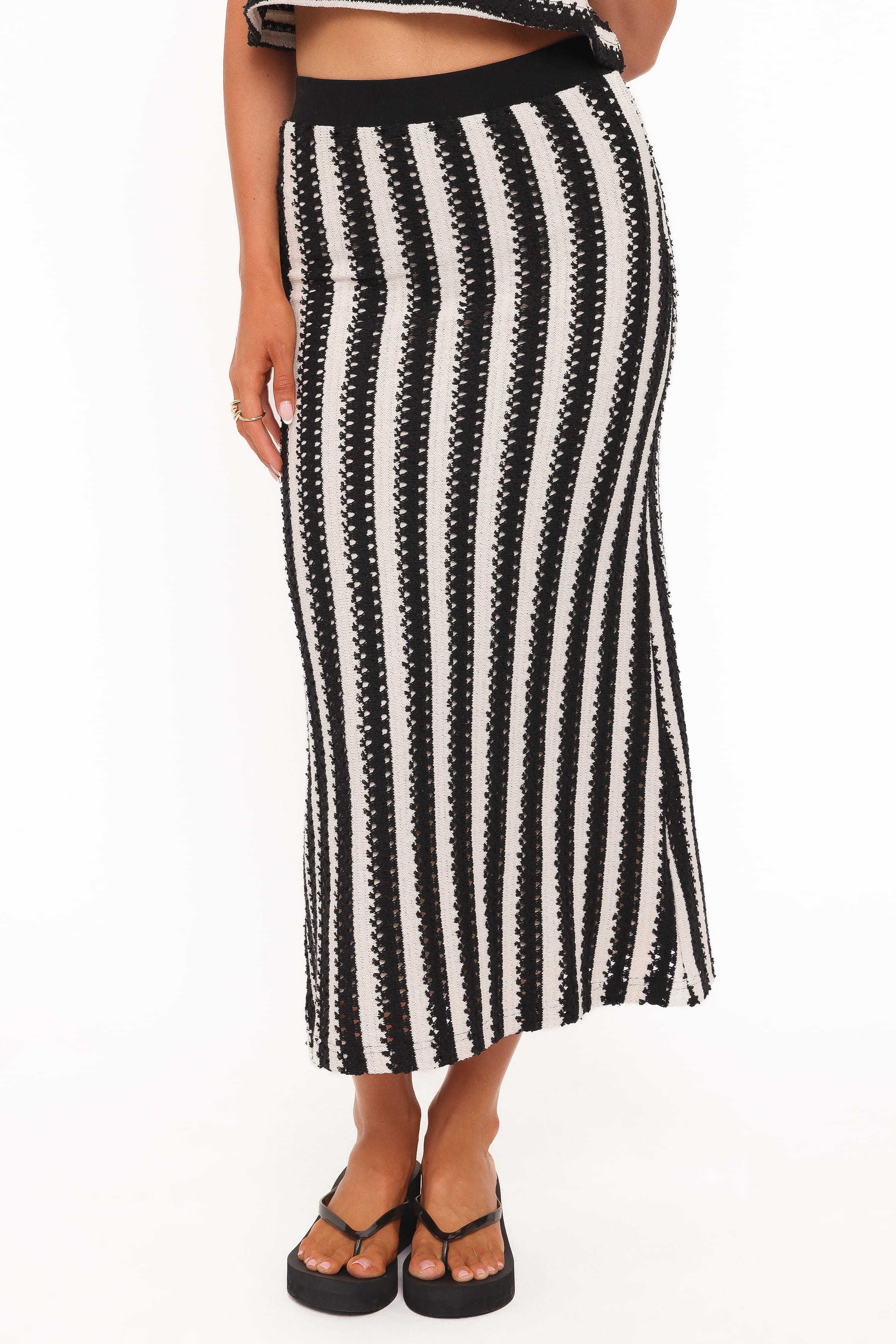 SETS Jaden Knit Skirt Set - Black/White Stripe