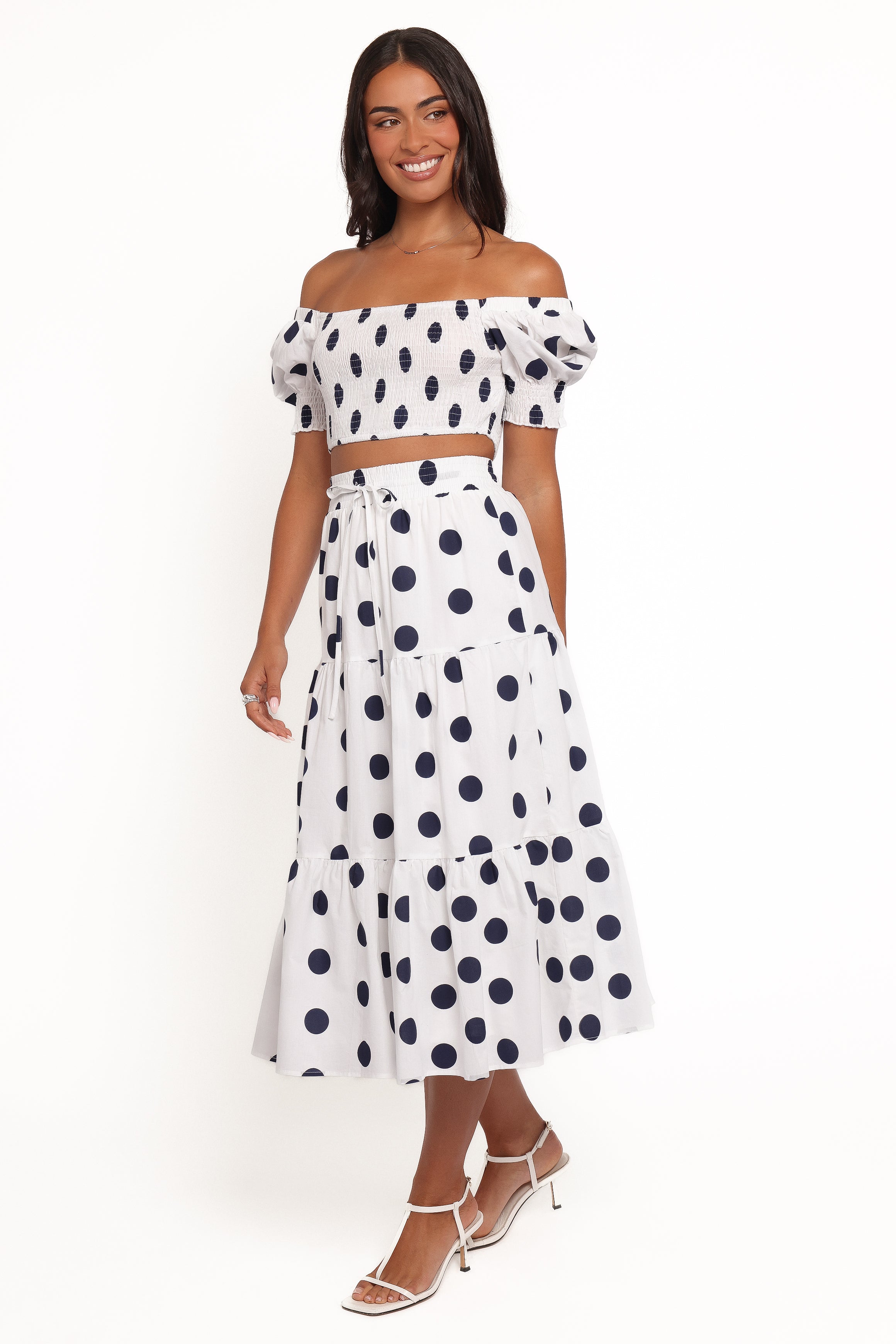 SETS Jenny Midi Skirt Set - Navy Polka Dot