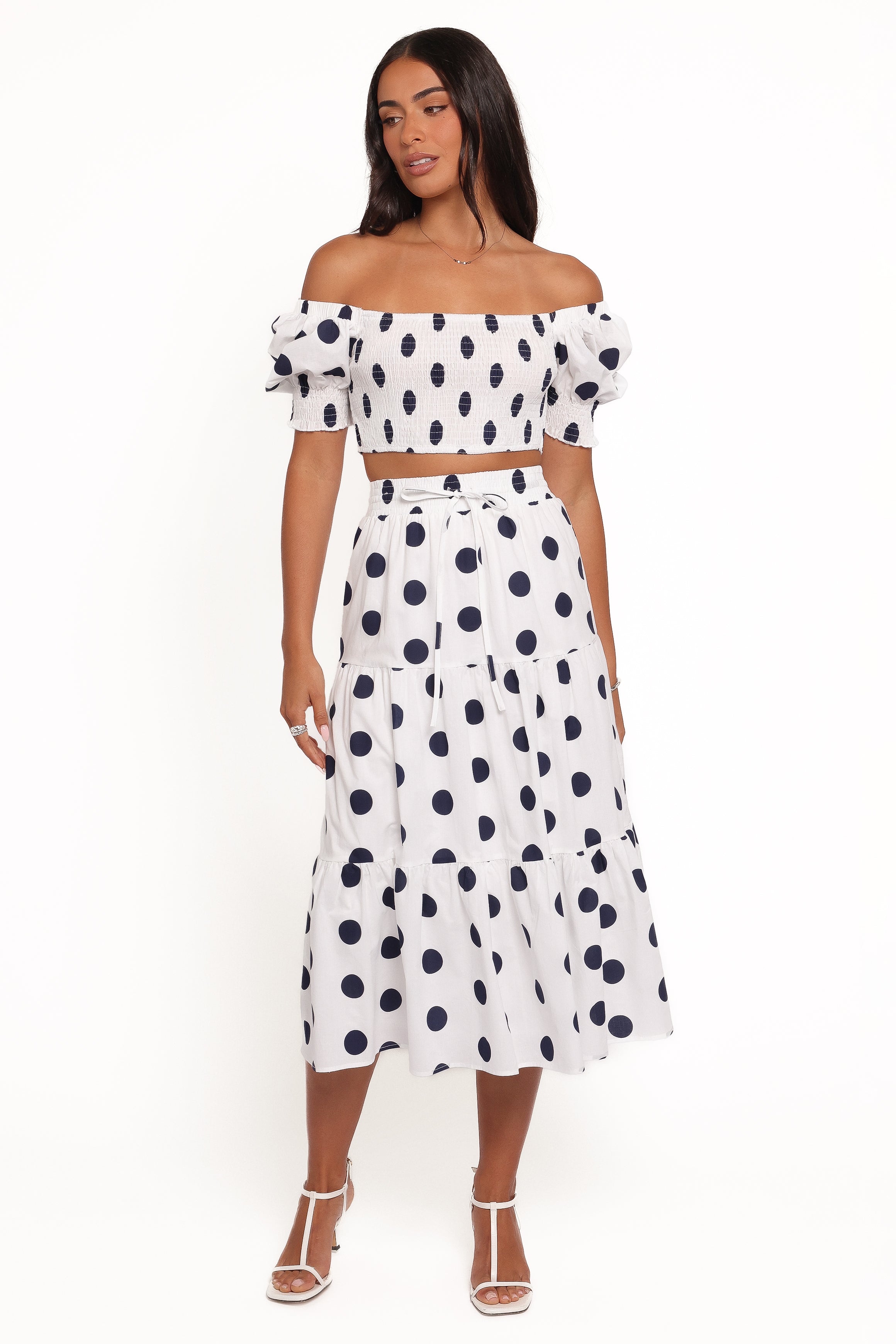 SETS Jenny Midi Skirt Set - Navy Polka Dot