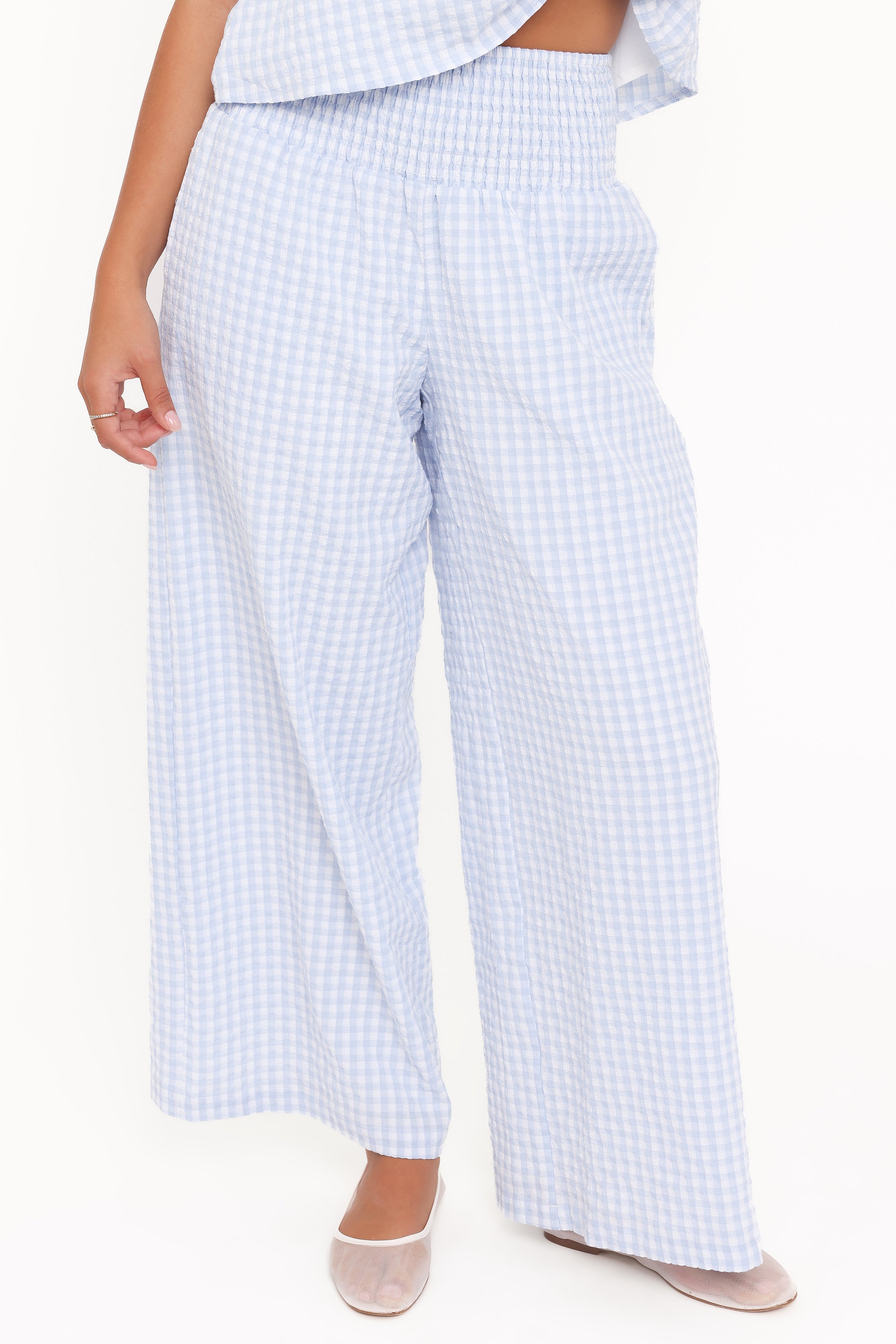 SETS Jillian Smocked Pant Set - Blue Gingham