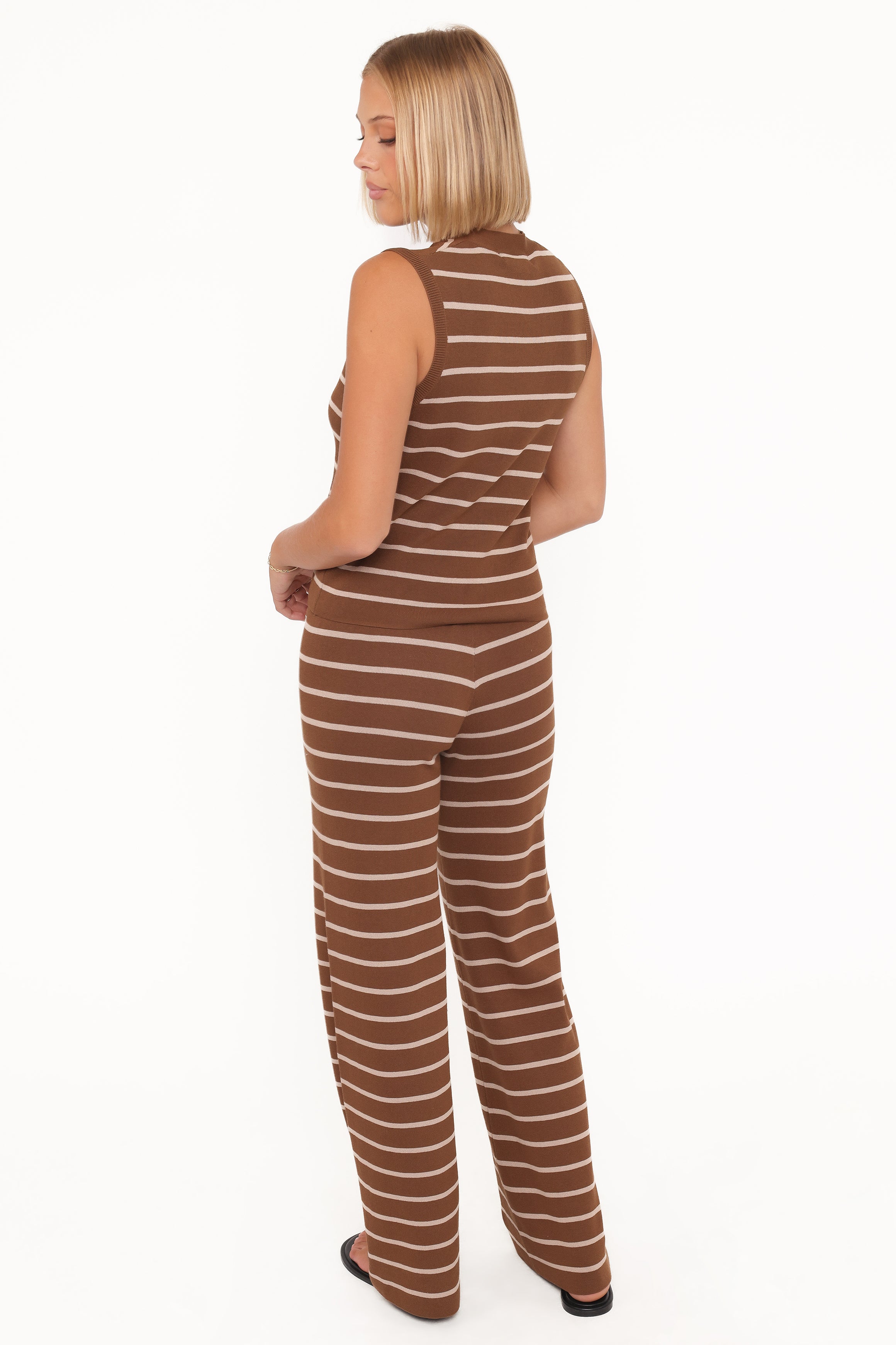 SETS Juna Knitted Pant Set - Brown/Cream Stripe