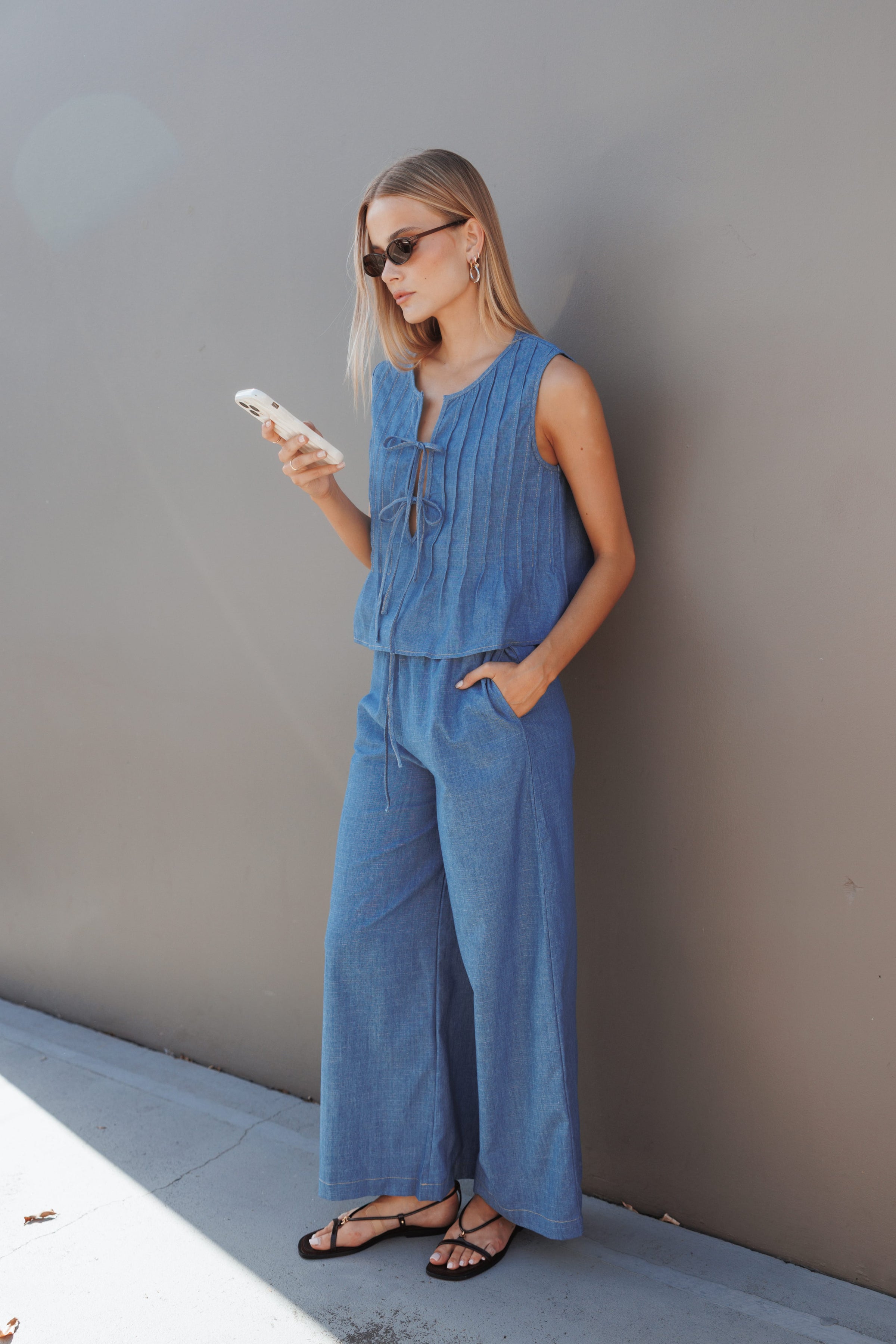 SETS Karla Denim Pant Set - Dark Blue
