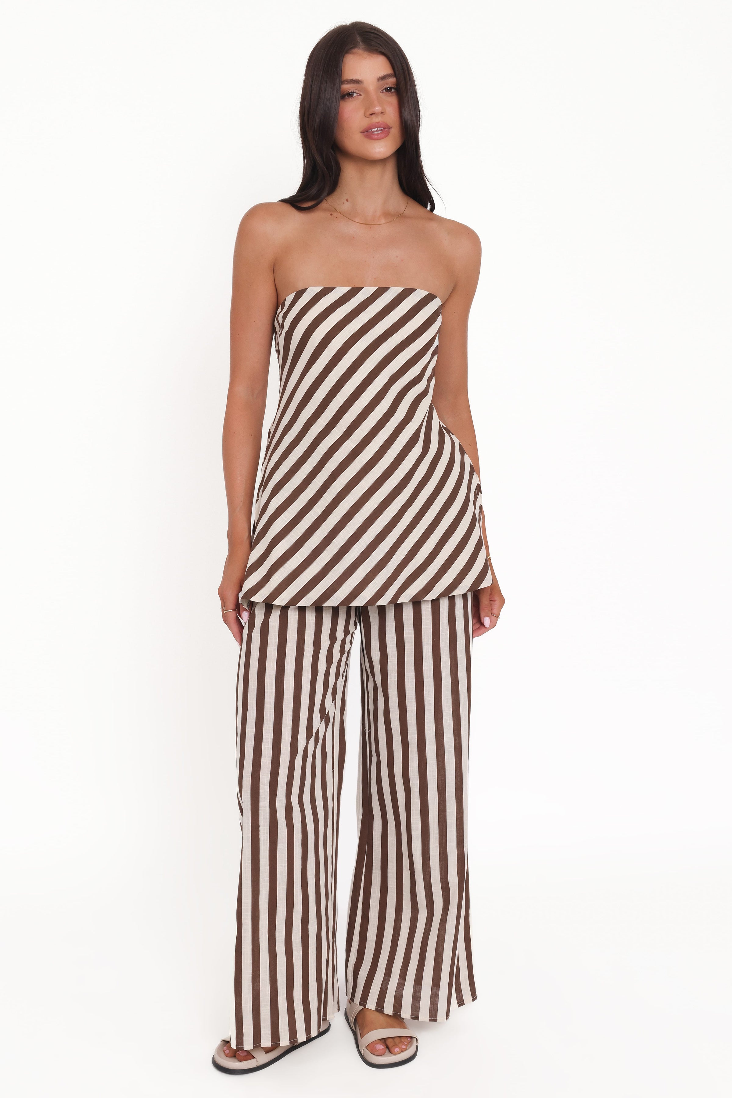 SETS Kim Pant Set - Brown Stripe