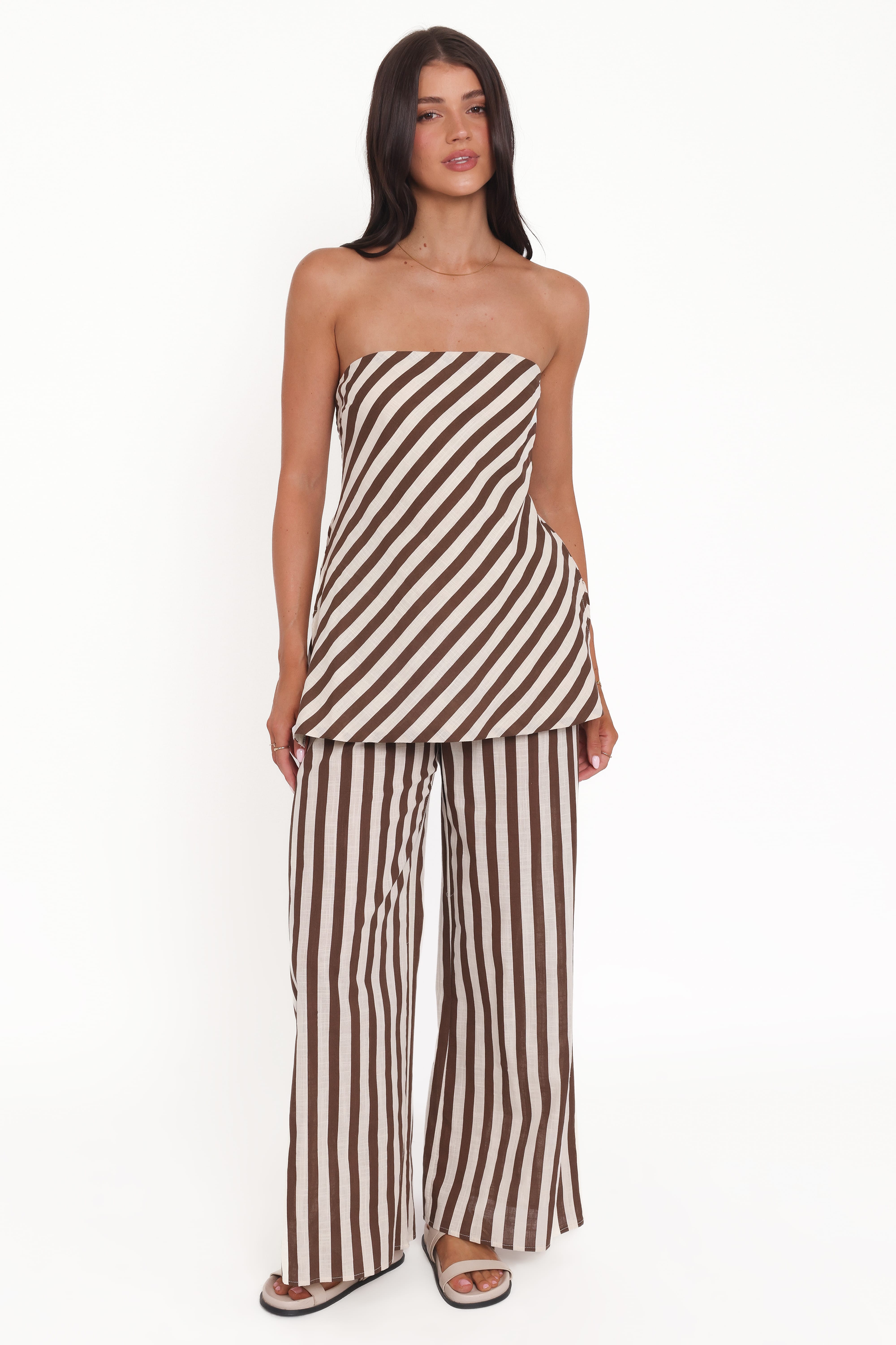 SETS Kim Pant Set - Brown Stripe