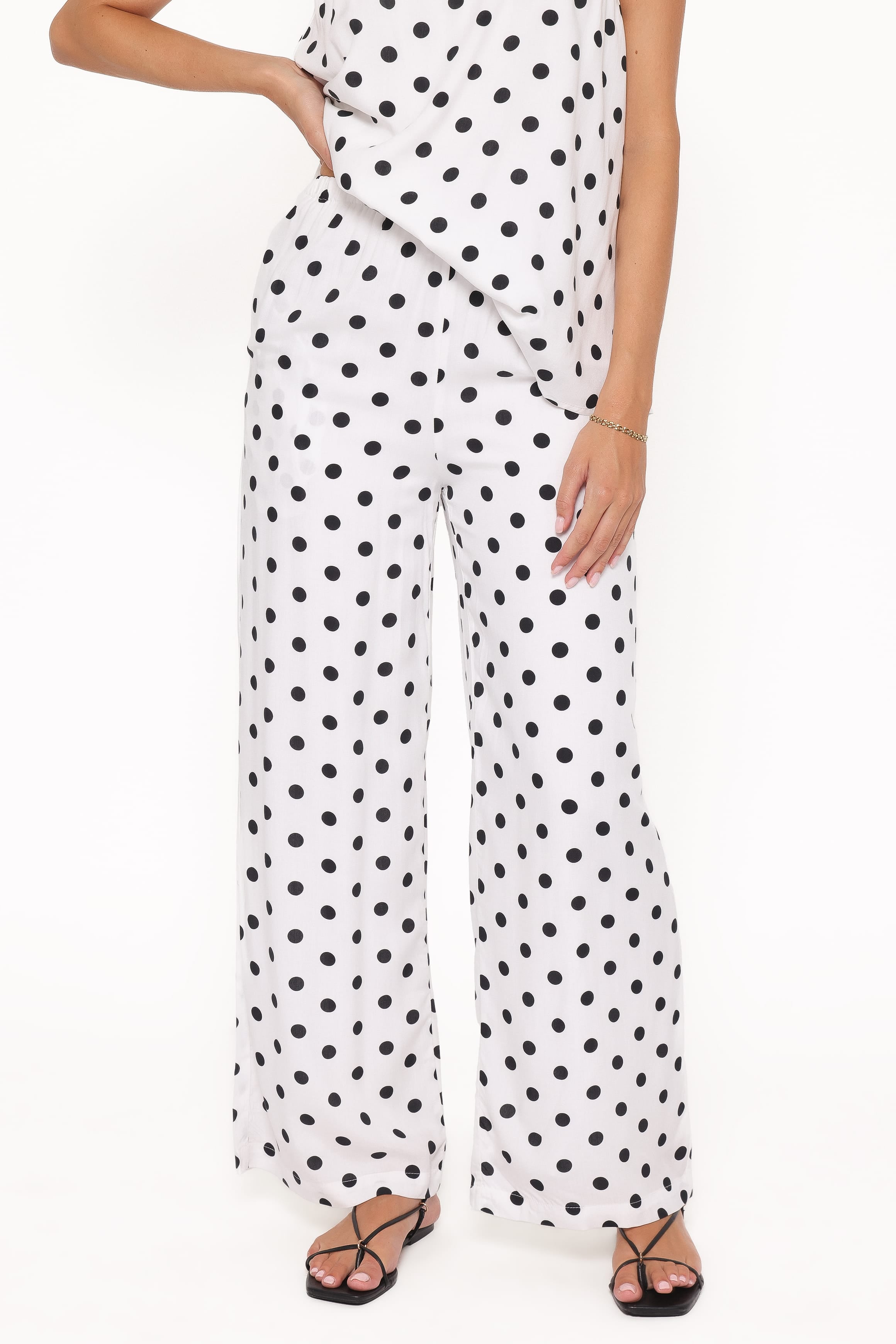 SETS Kristy Pant Set - White/Black Polka Dot