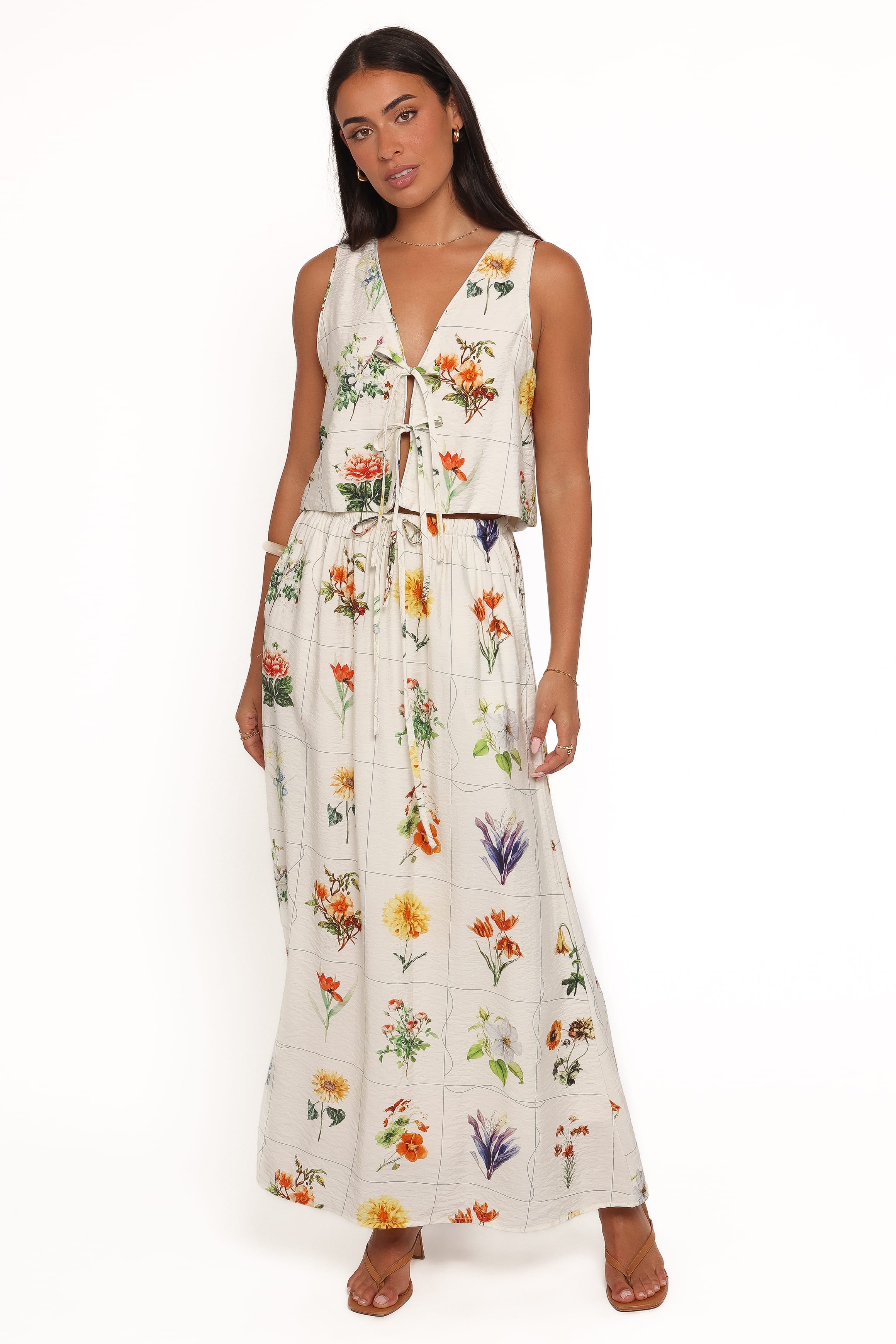 SETS Leila Maxi Skirt Set - White Floral
