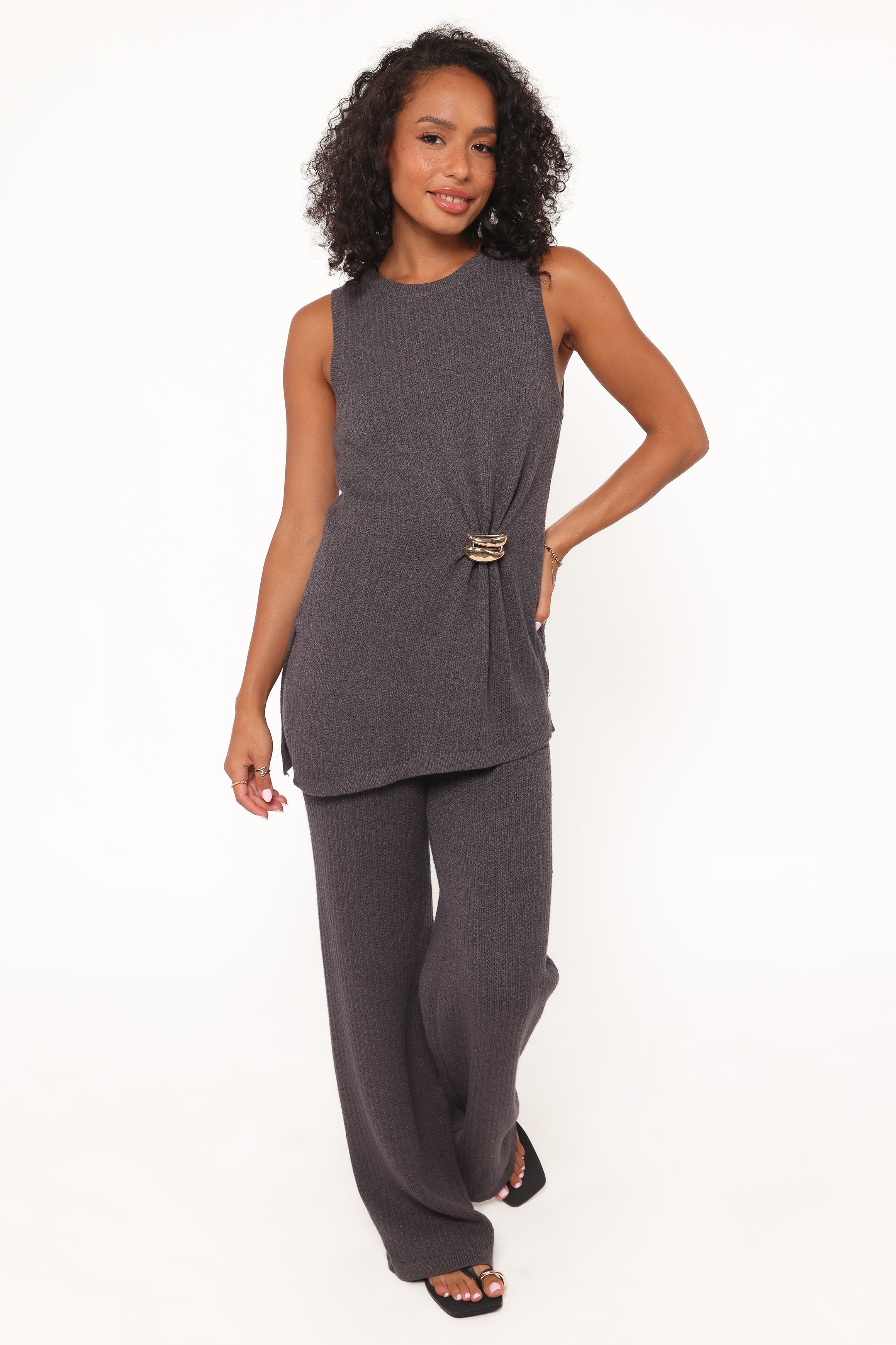 SETS Leticia Knitted Pant Set - Grey