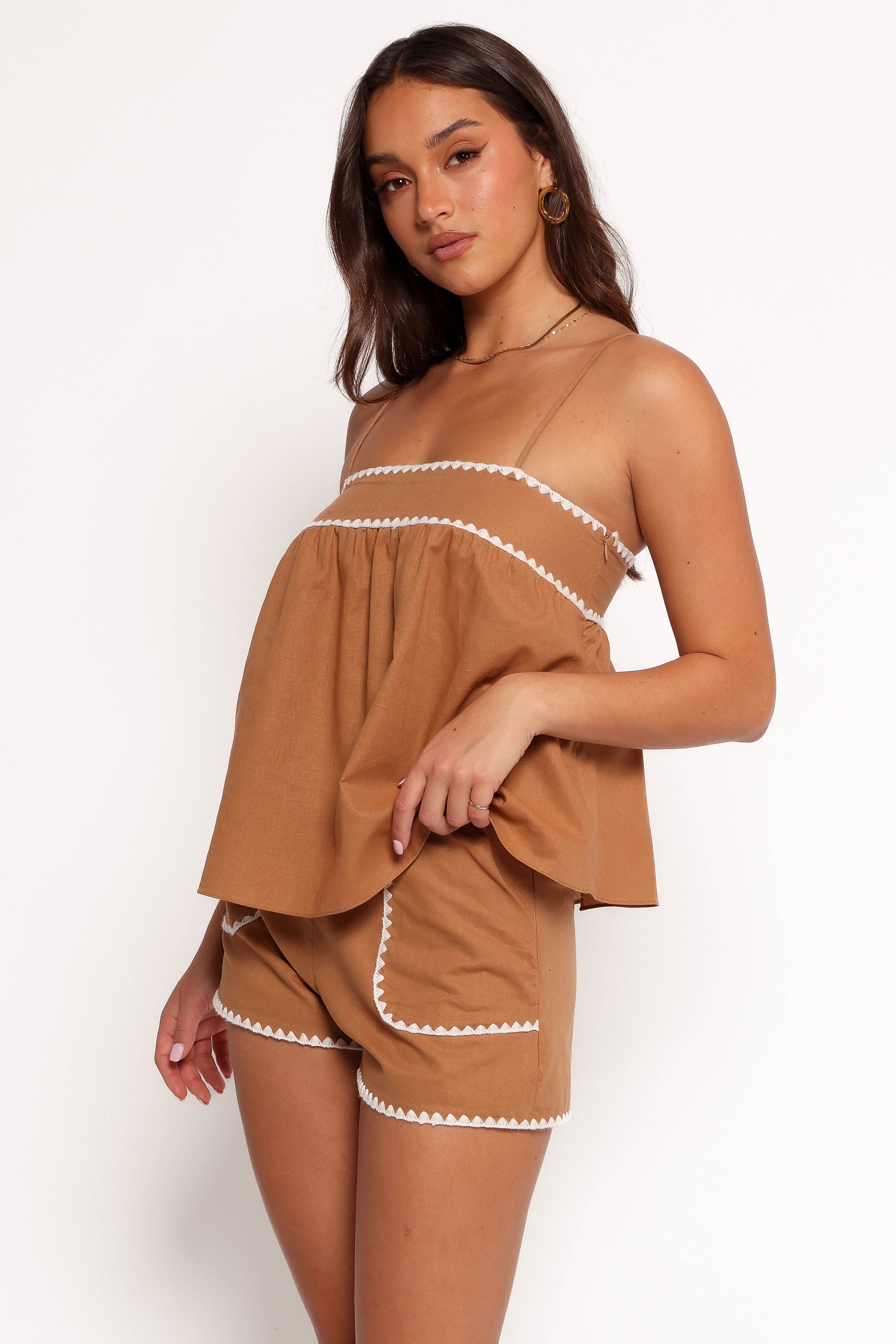SETS Lila Short Set - Tan White