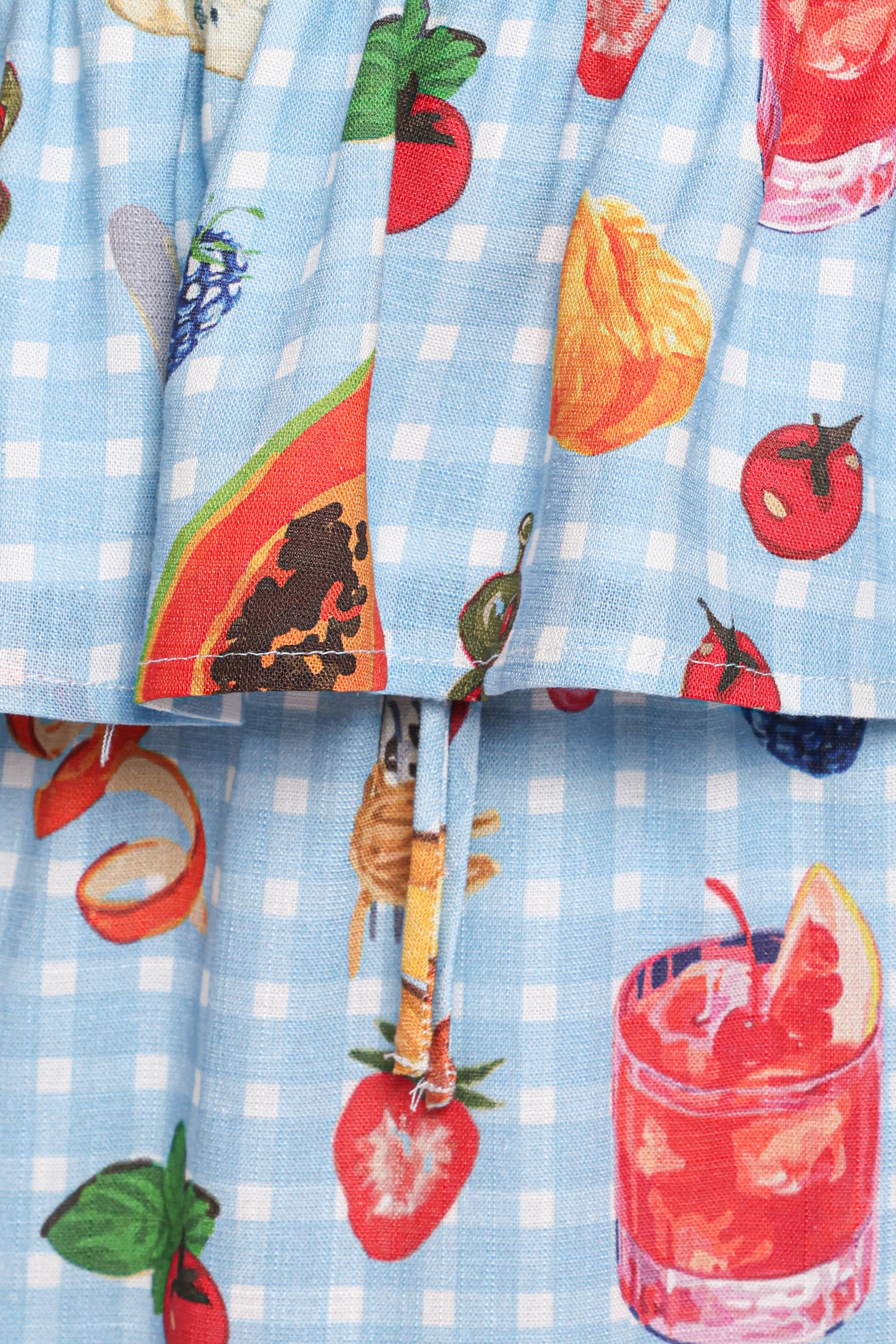 SETS Luna Skirt Set - Blue Picnic Print