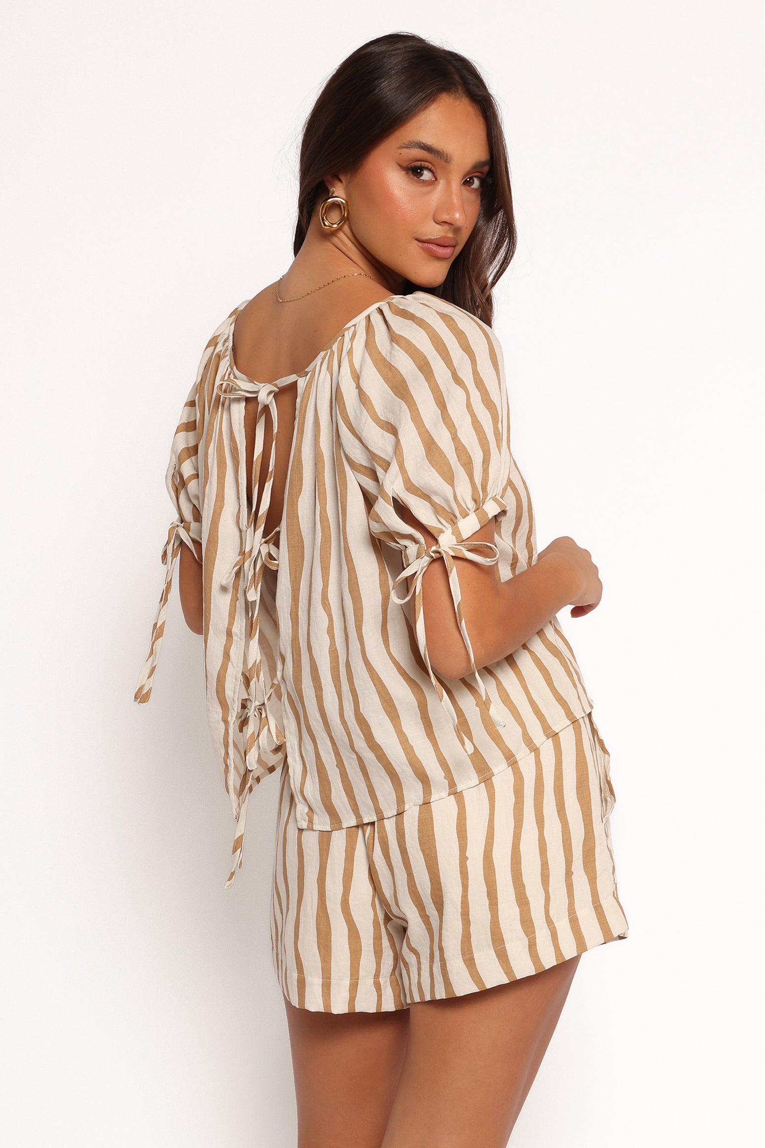 SETS Maggie Two Piece Set - White Tan Stripe