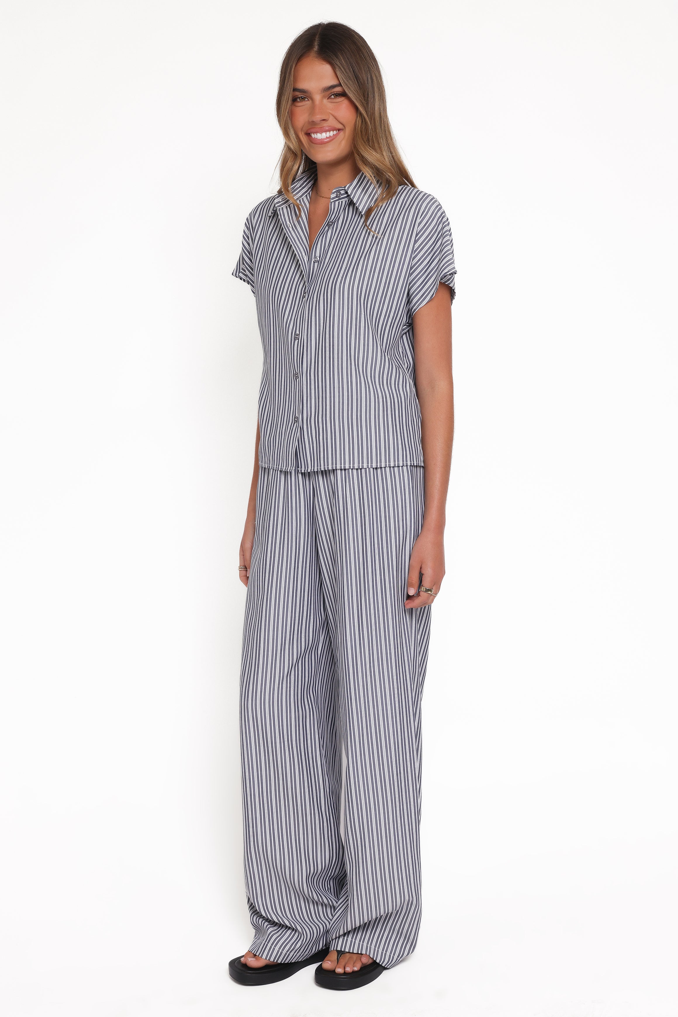 SETS Melanie Pant Set - Charcoal Stripe