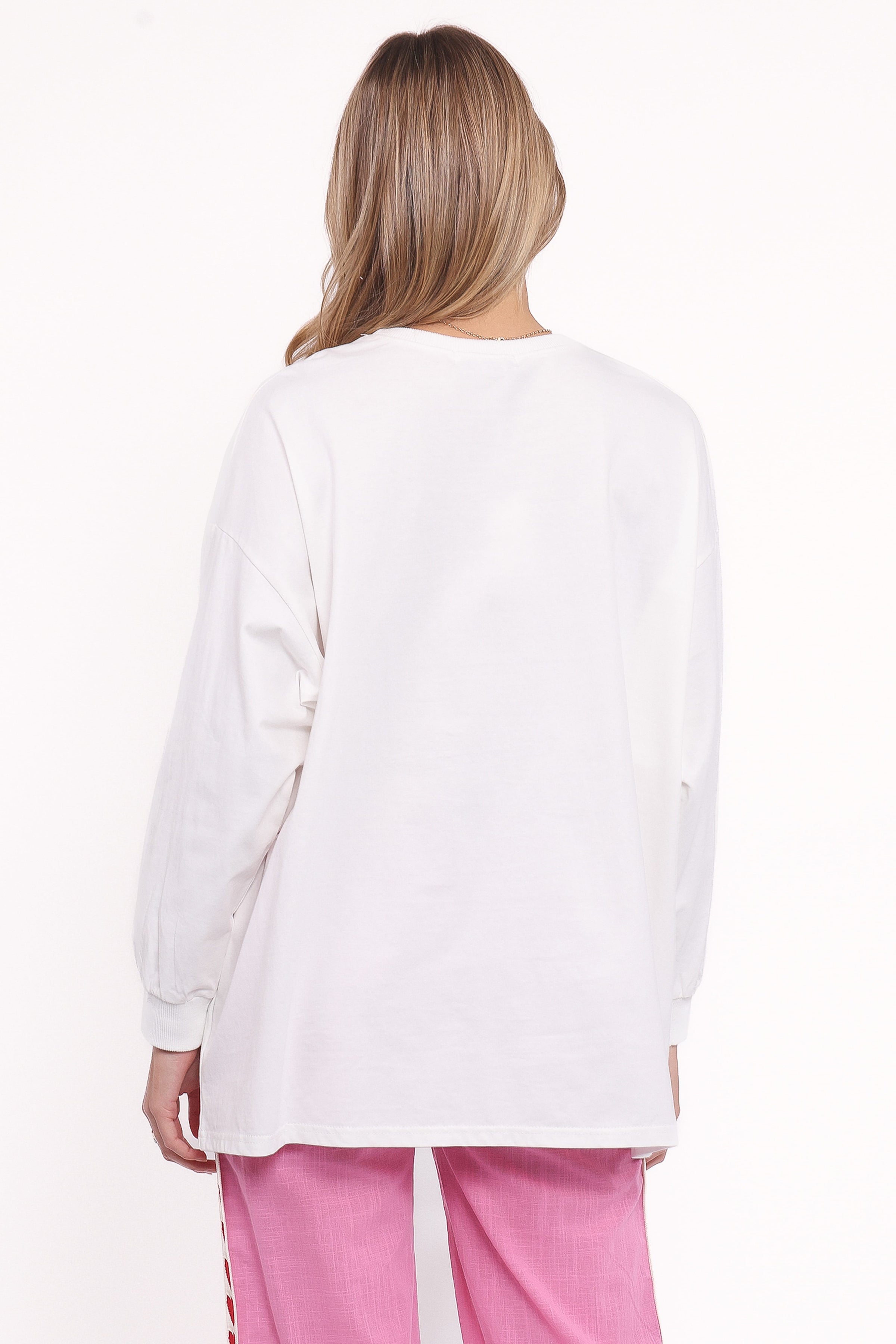 SETS Meredith Graphic Tee Pant Set - White Pink