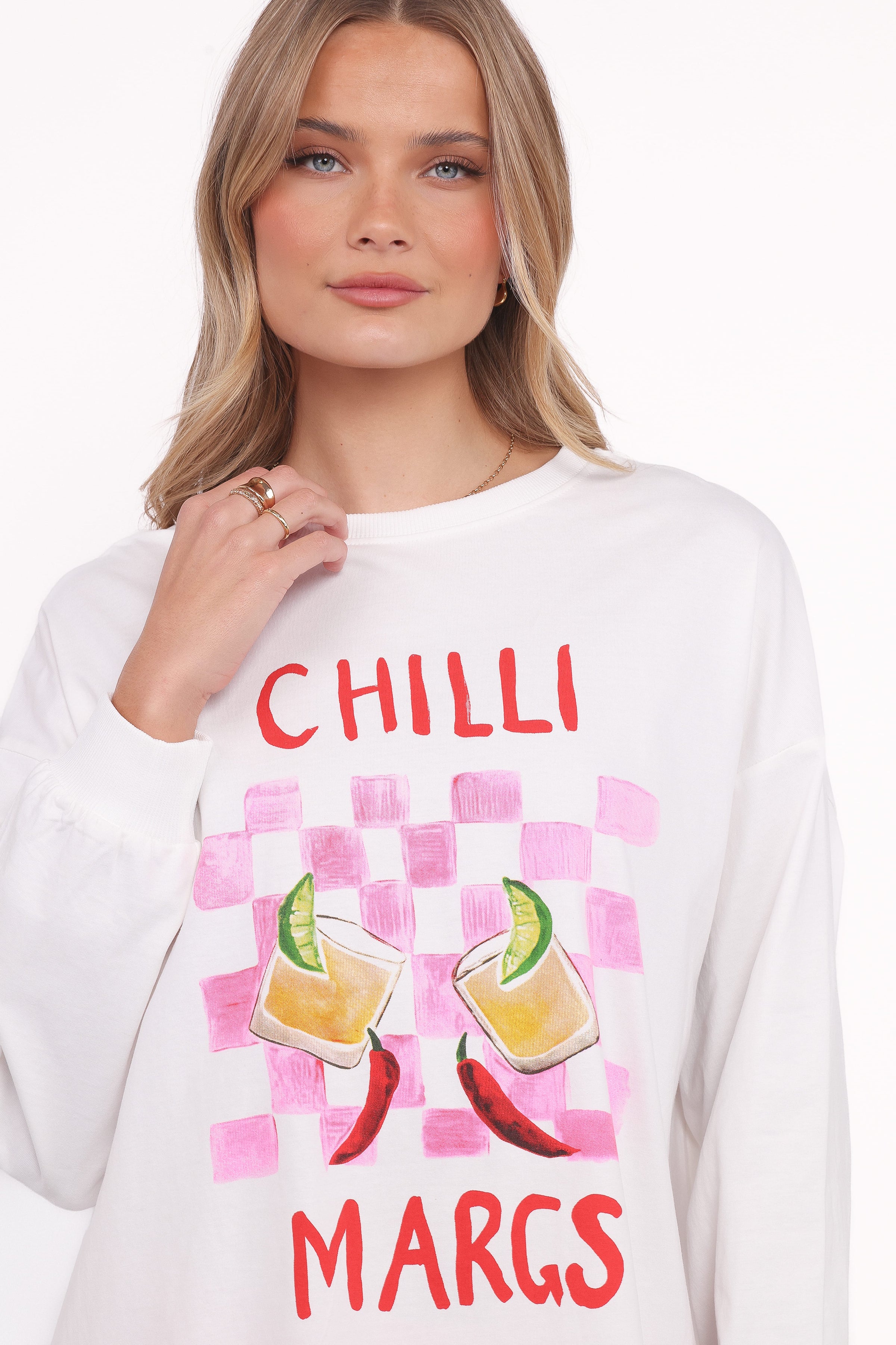 SETS Meredith Graphic Tee Pant Set - White Pink