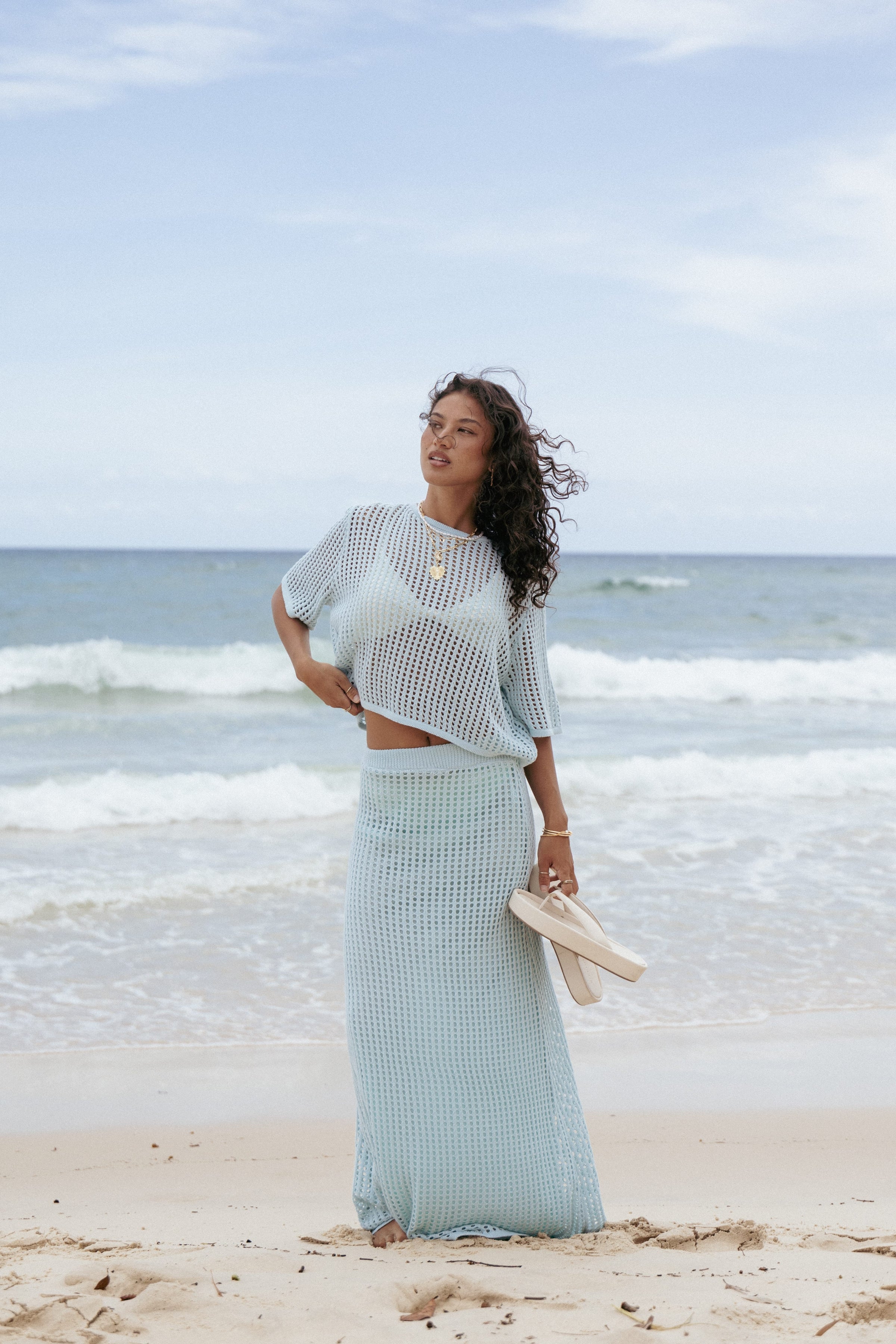 SETS Meriah Knit Skirt Set - Light Blue