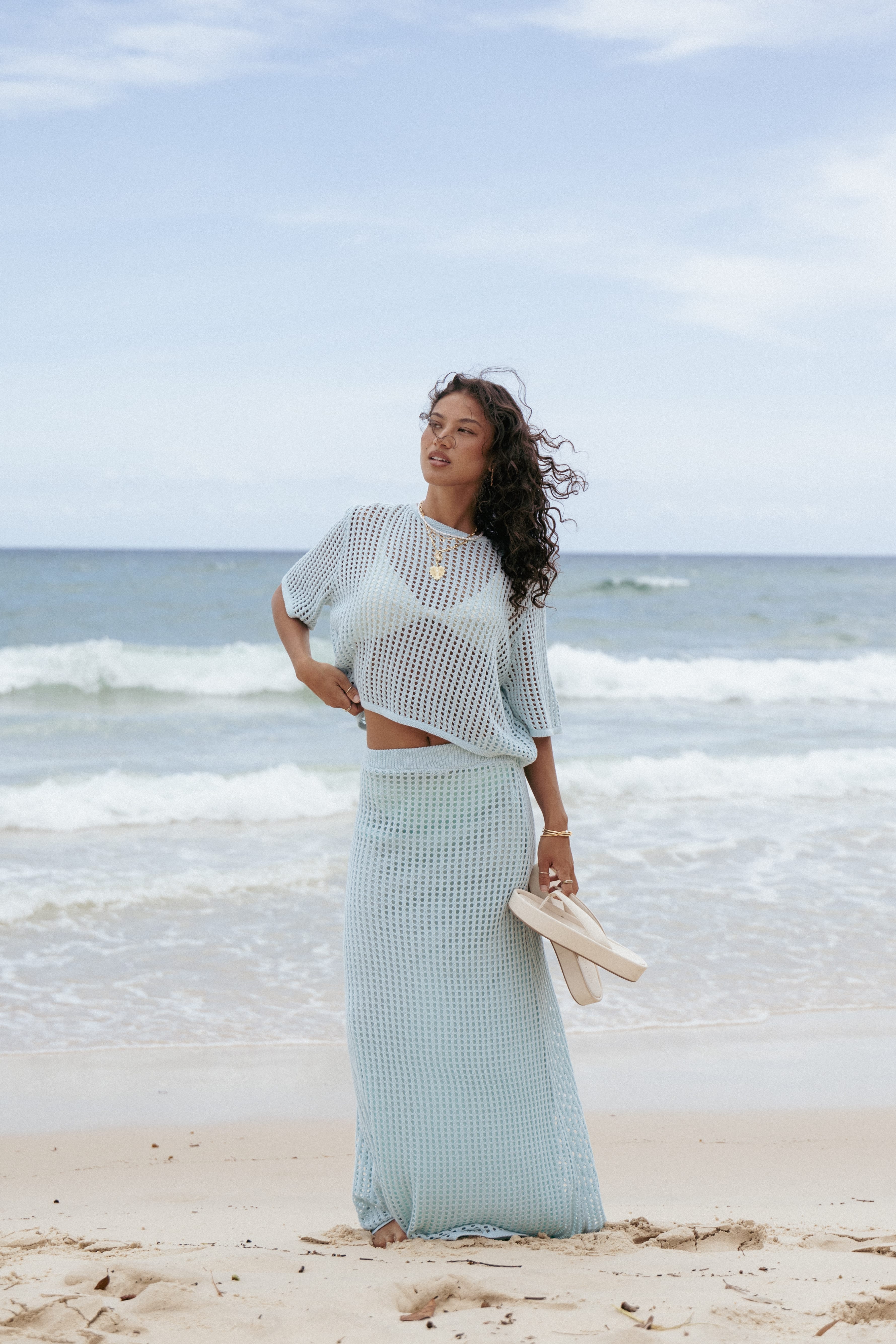 SETS Meriah Knit Skirt Set - Light Blue