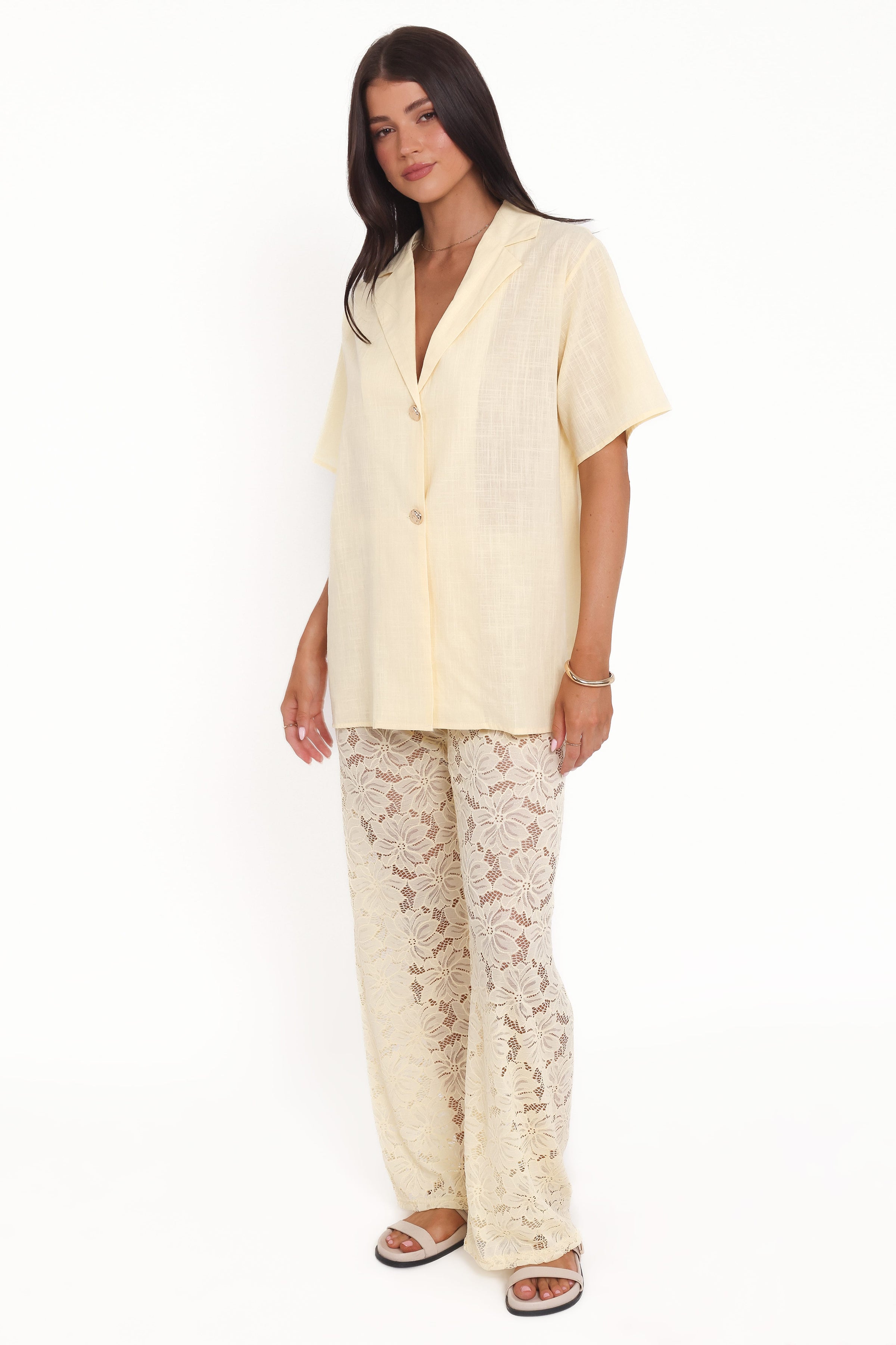 SETS Mindy Lace Pant Set - Yellow