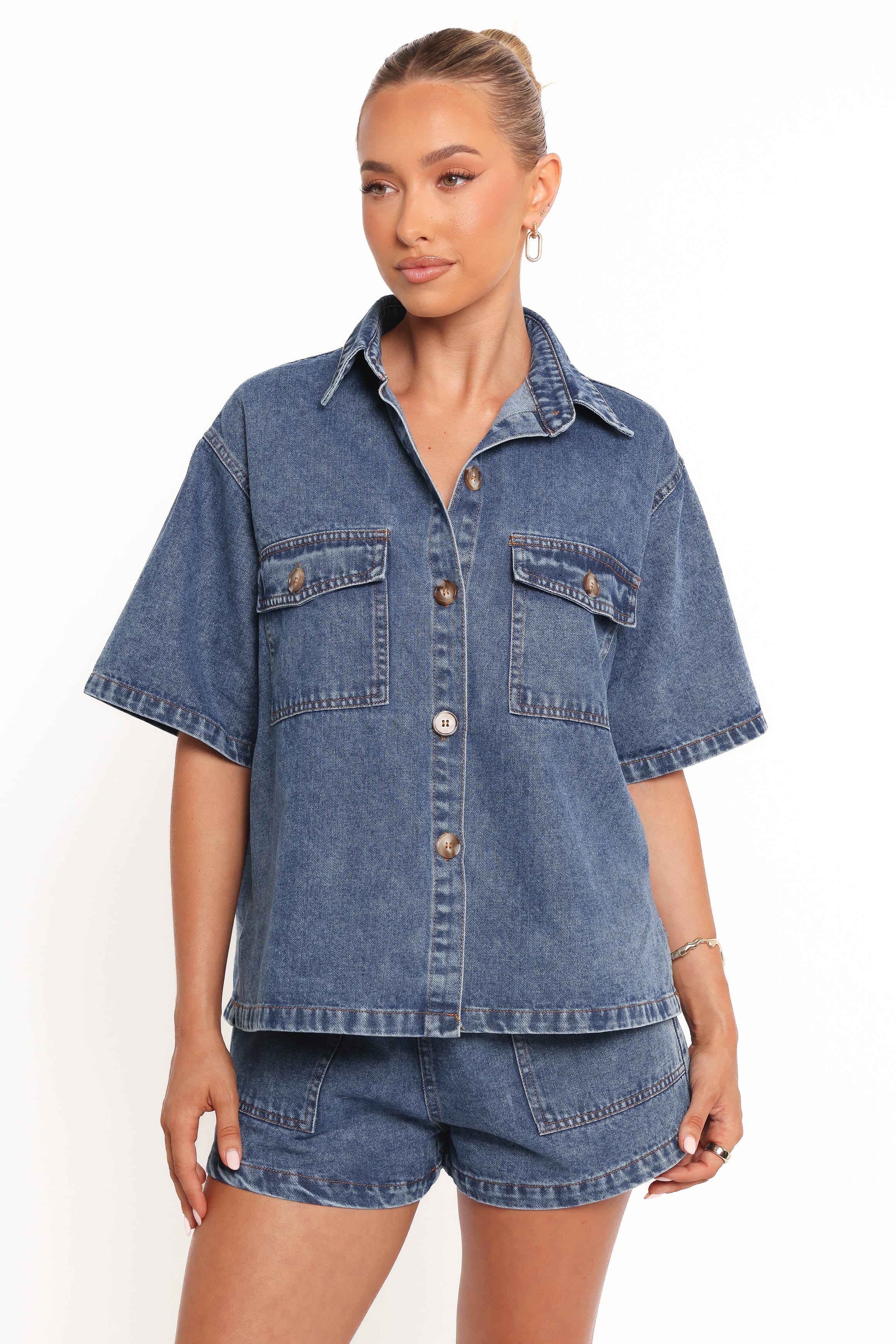 SETS Noor Denim Short Set - Dark Blue