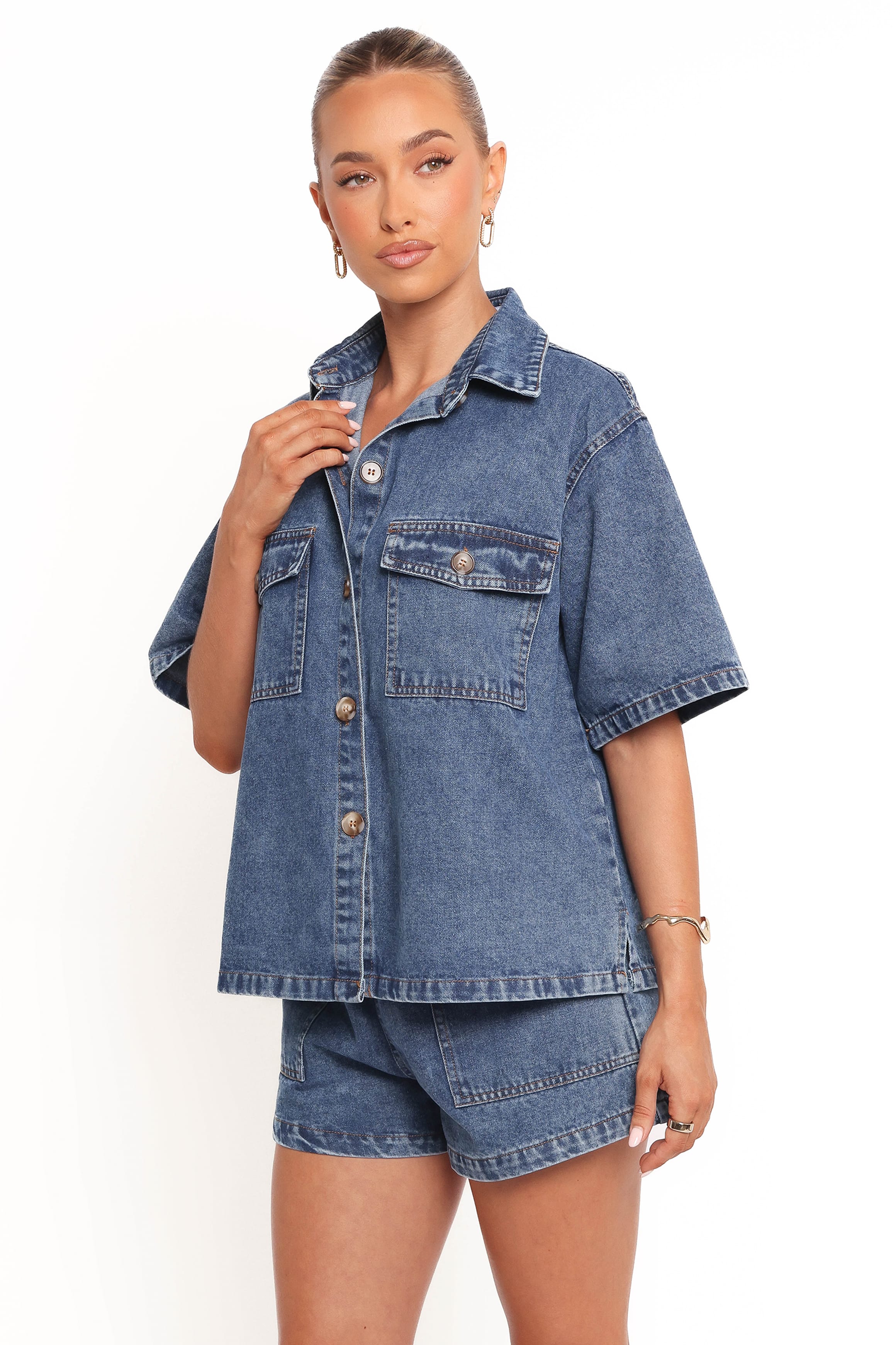 SETS Noor Denim Short Set - Dark Blue