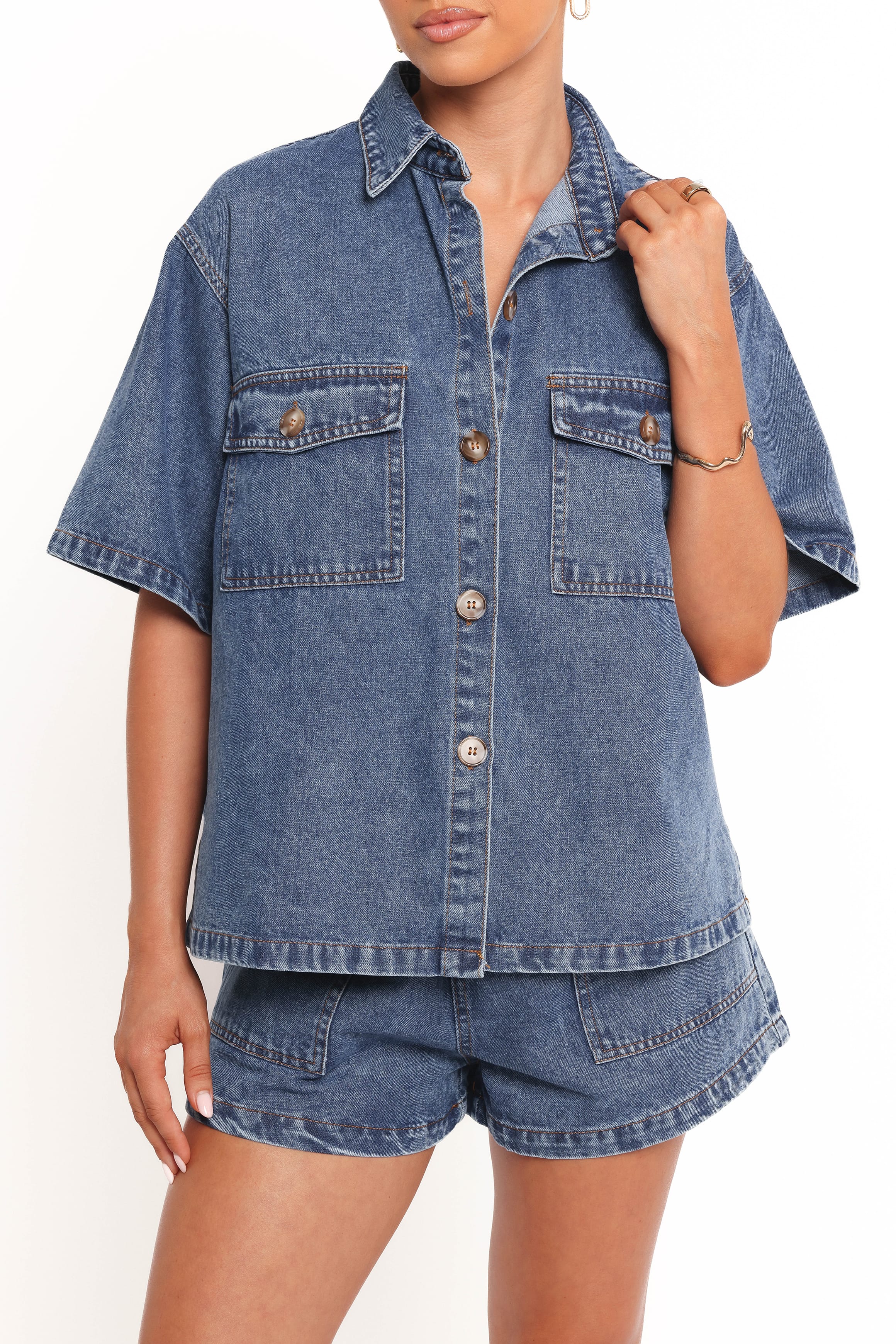 SETS Noor Denim Short Set - Dark Blue