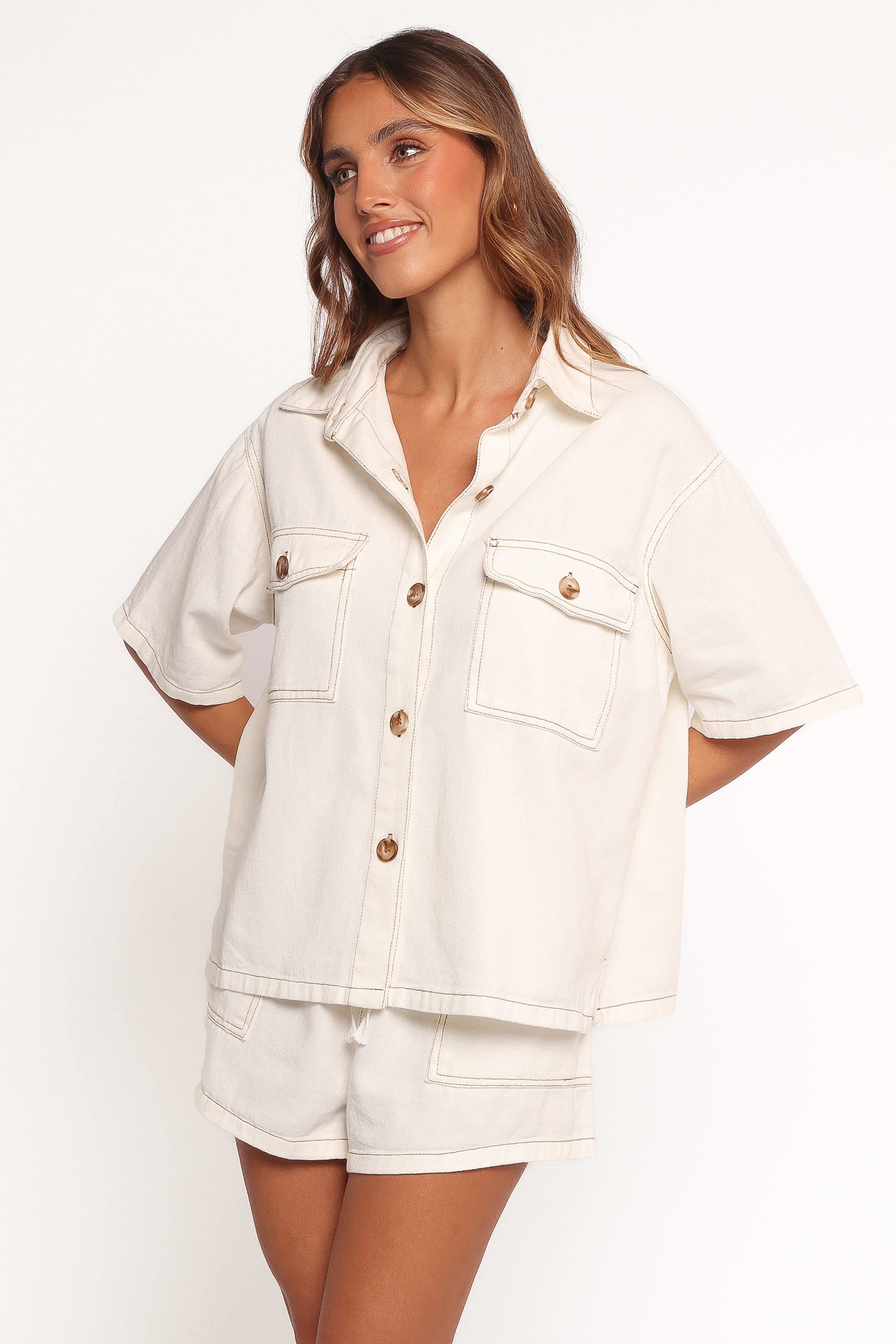 SETS Noor Denim Short Set - White