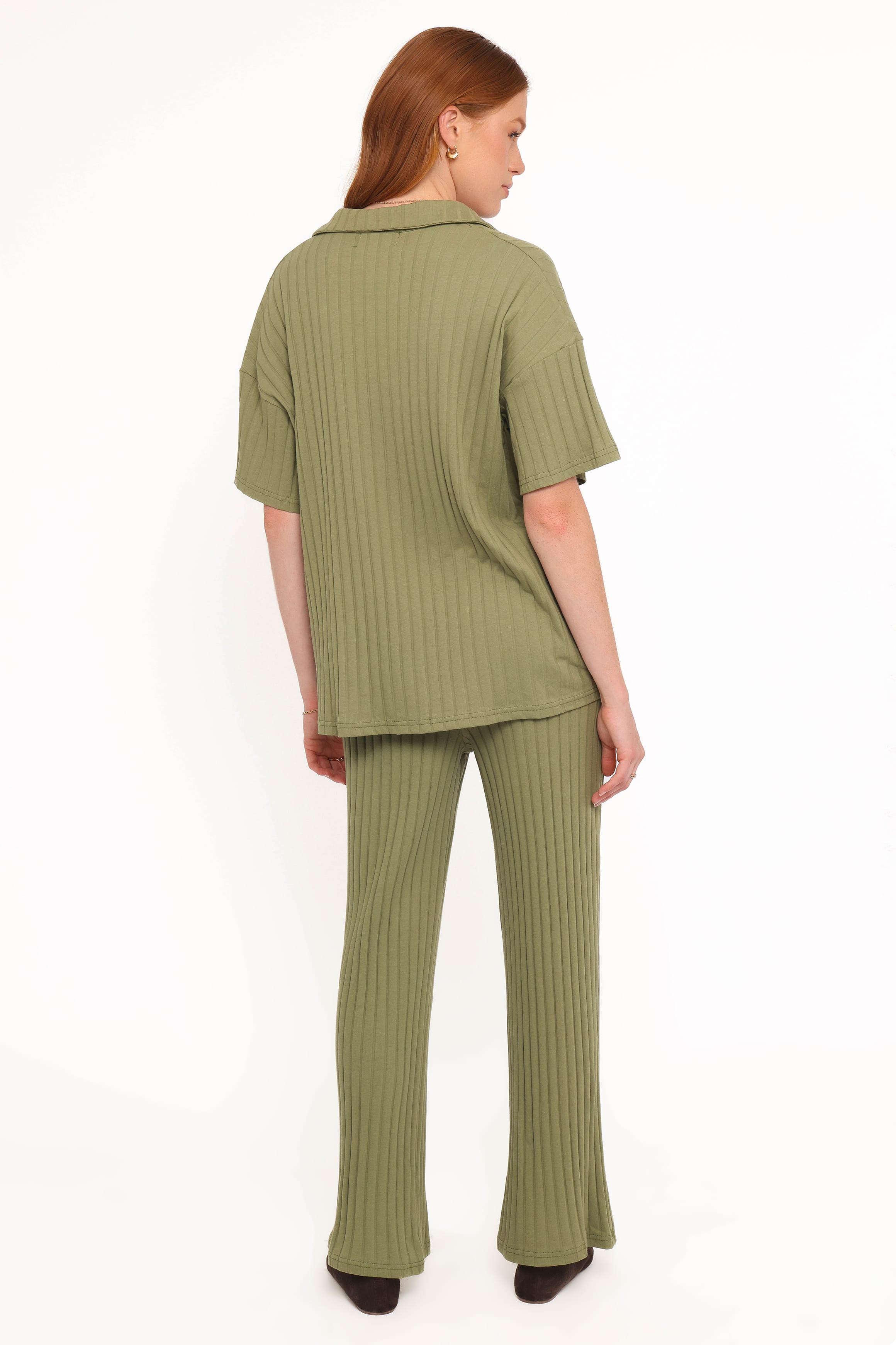 SETS Phillipa Wide Ribbed Shirt Set - Olive