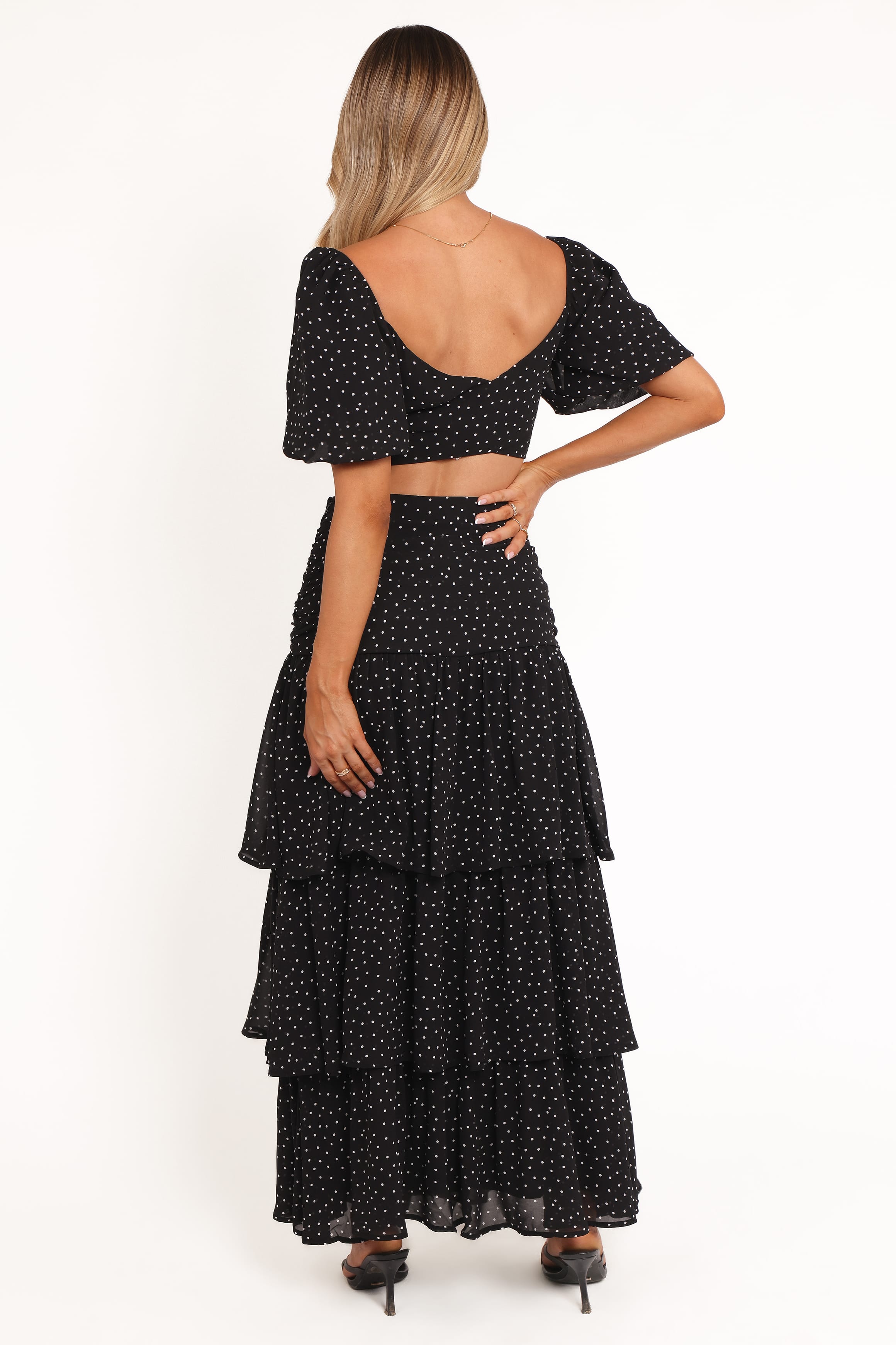 SETS Selina Skirt Set - Black Polka Dot