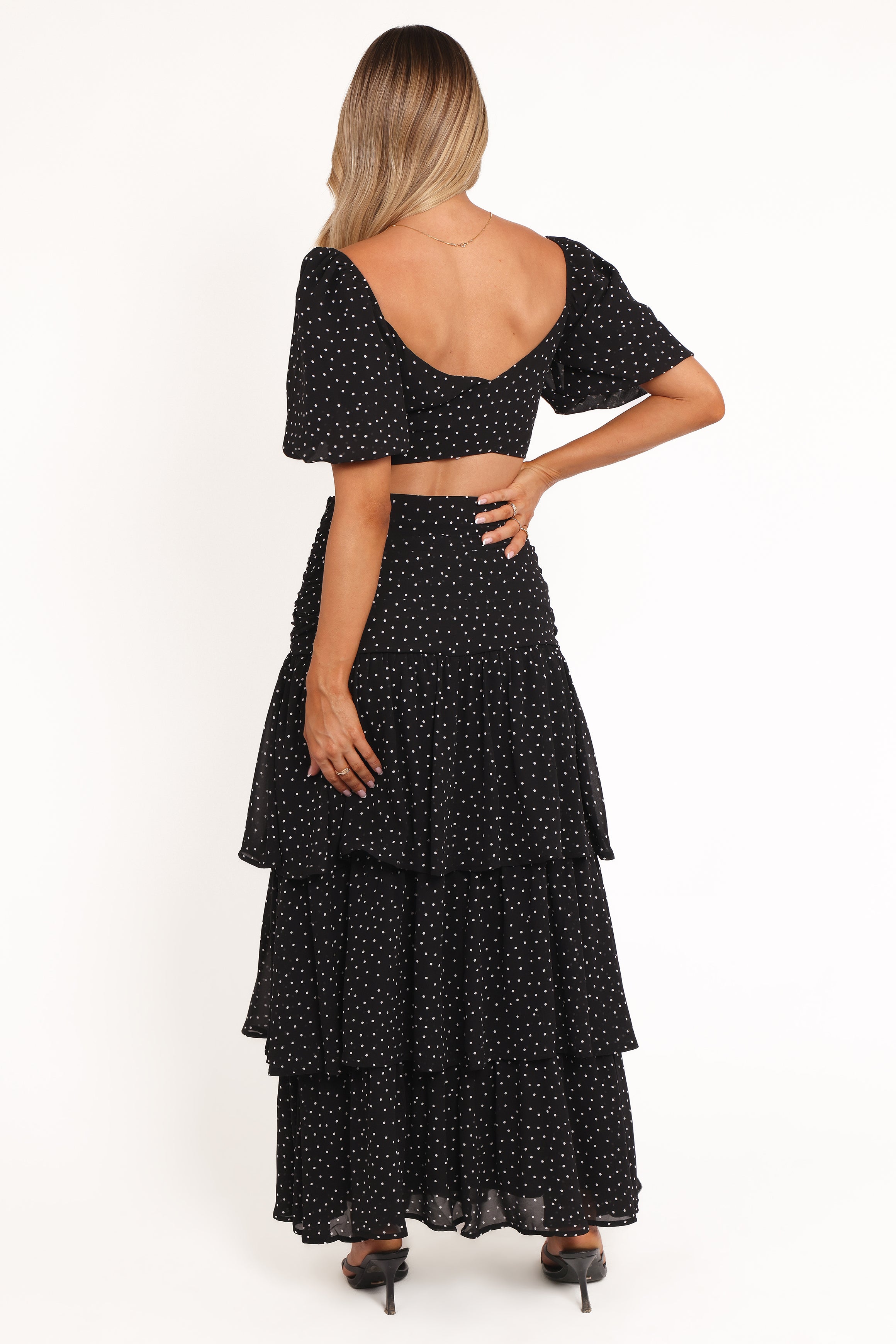 SETS Selina Skirt Set - Black Polka Dot