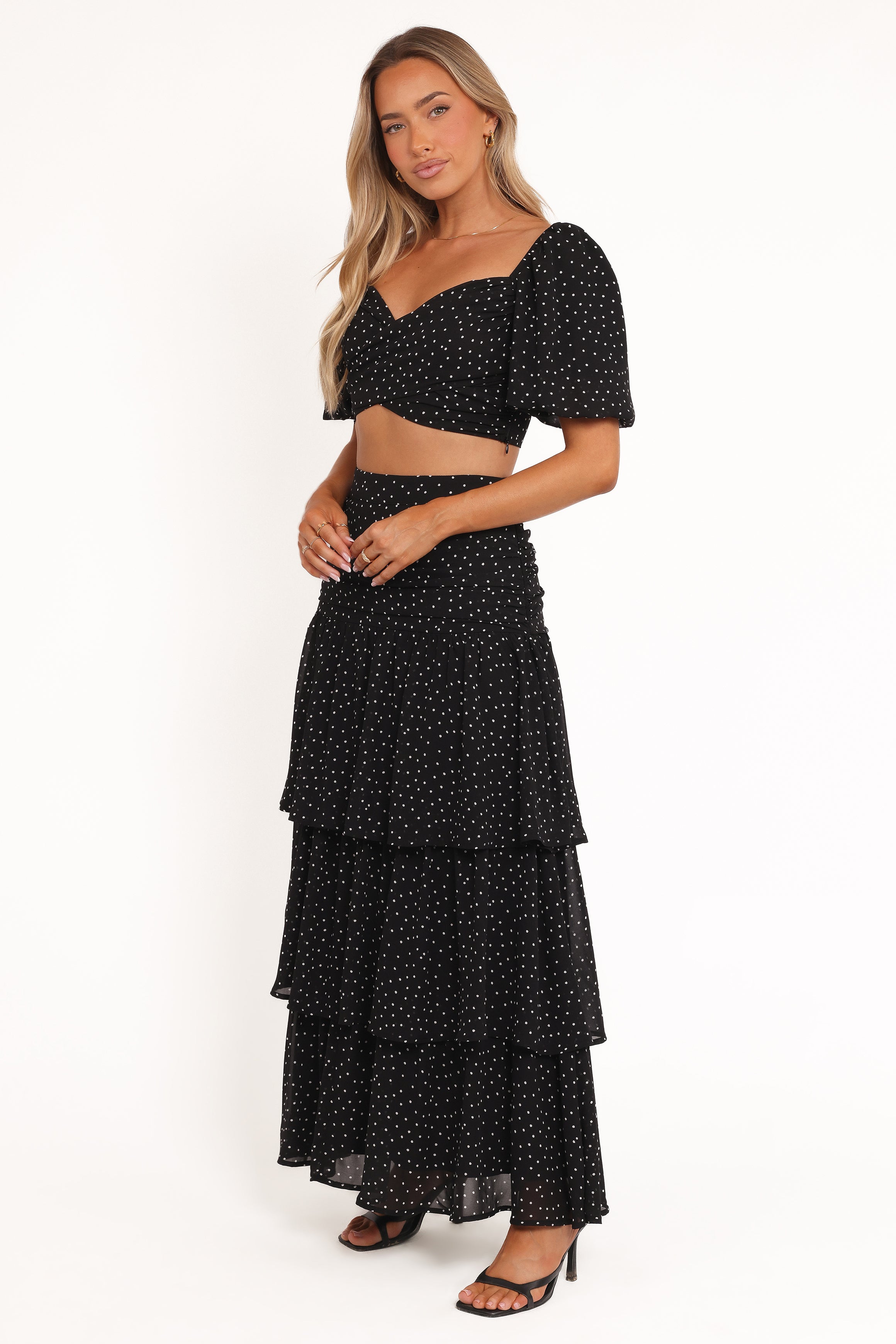 SETS Selina Skirt Set - Black Polka Dot
