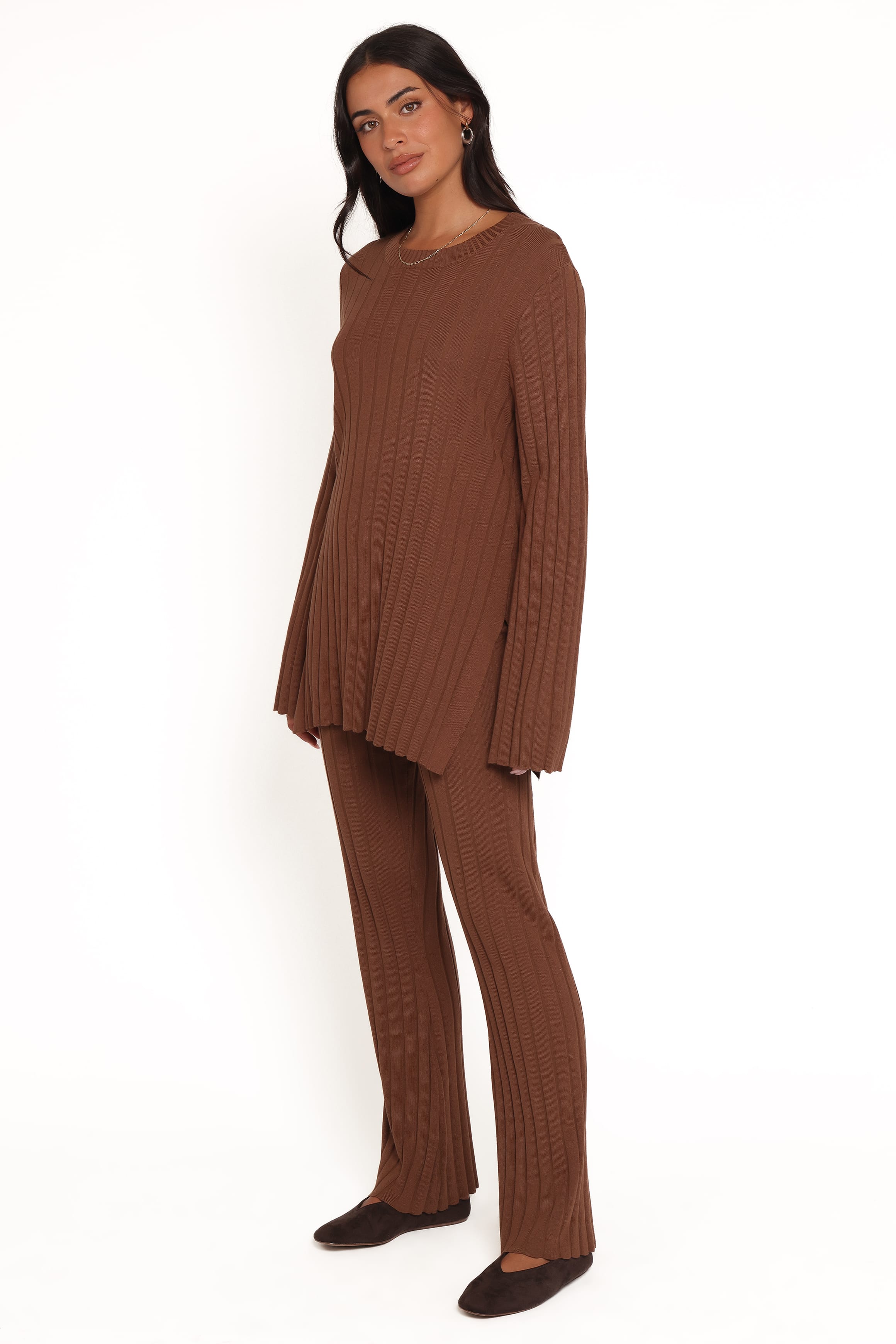 SETS Silvie Long Sleeve Knitted Set - Chocolate