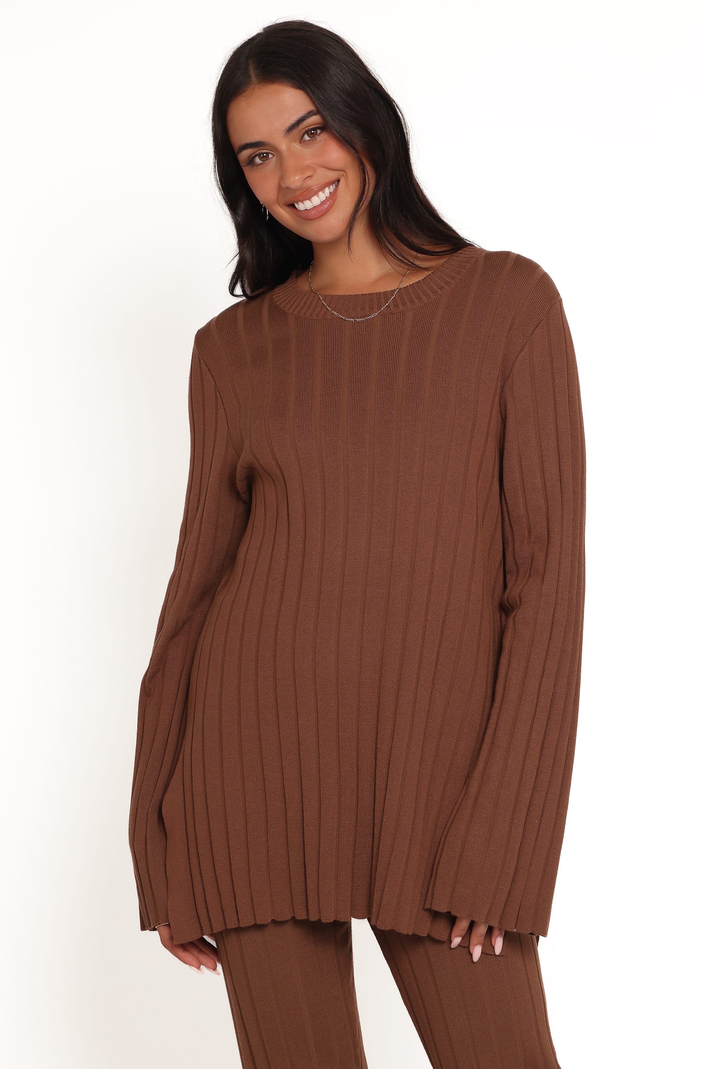 SETS Silvie Long Sleeve Knitted Set - Chocolate