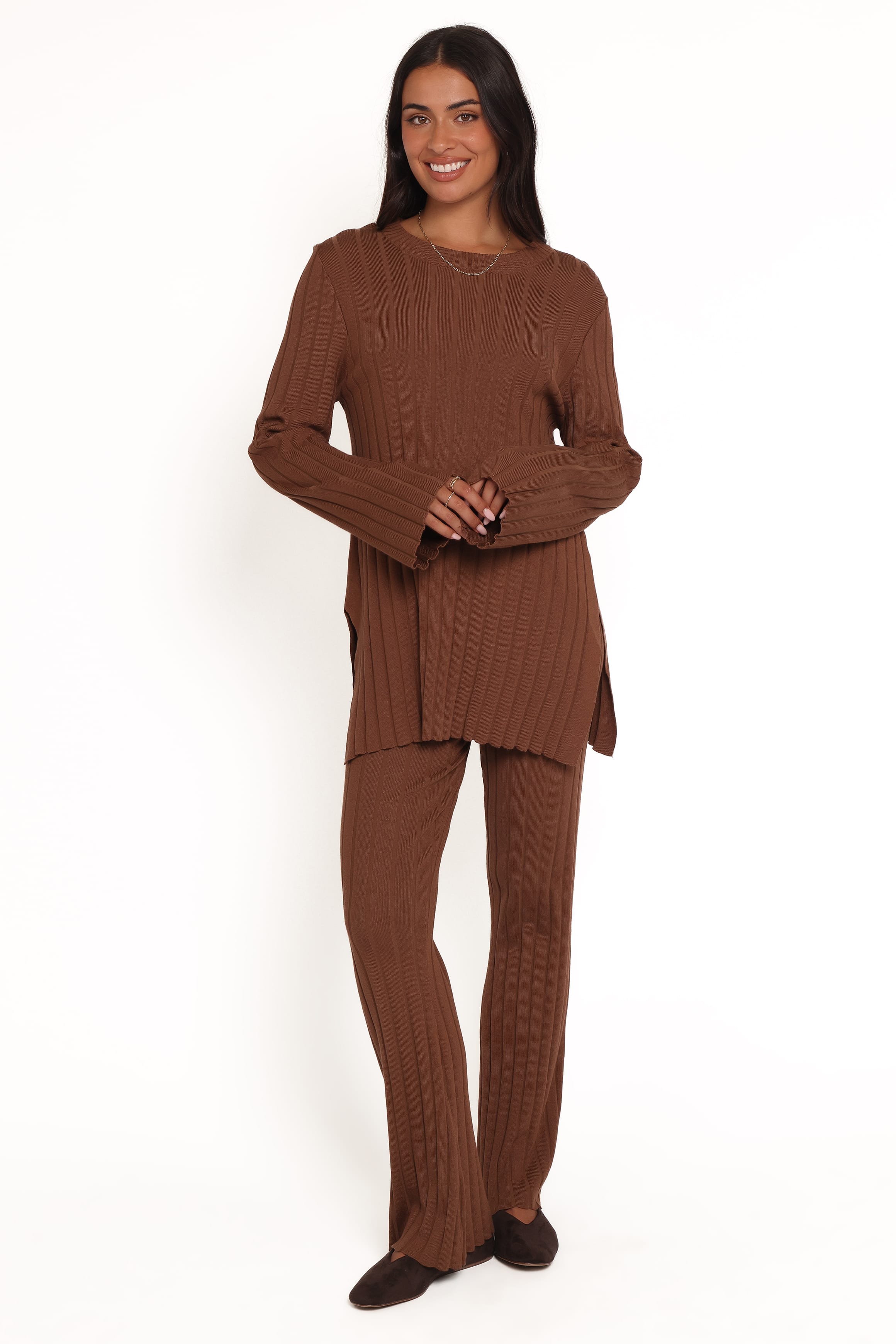 SETS Silvie Long Sleeve Knitted Set - Chocolate