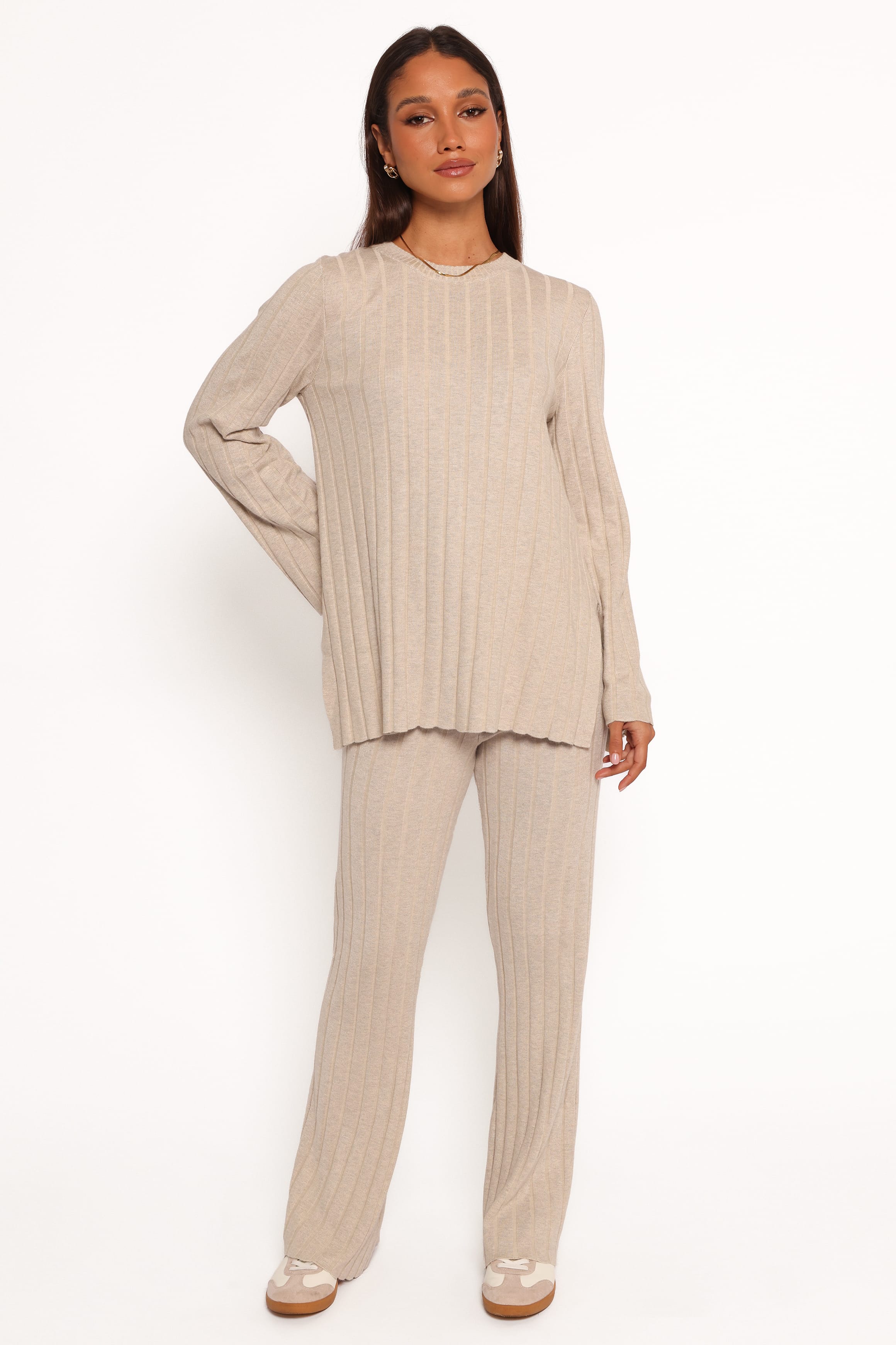 SETS Silvie Long Sleeve Knitted Set - Oatmeal