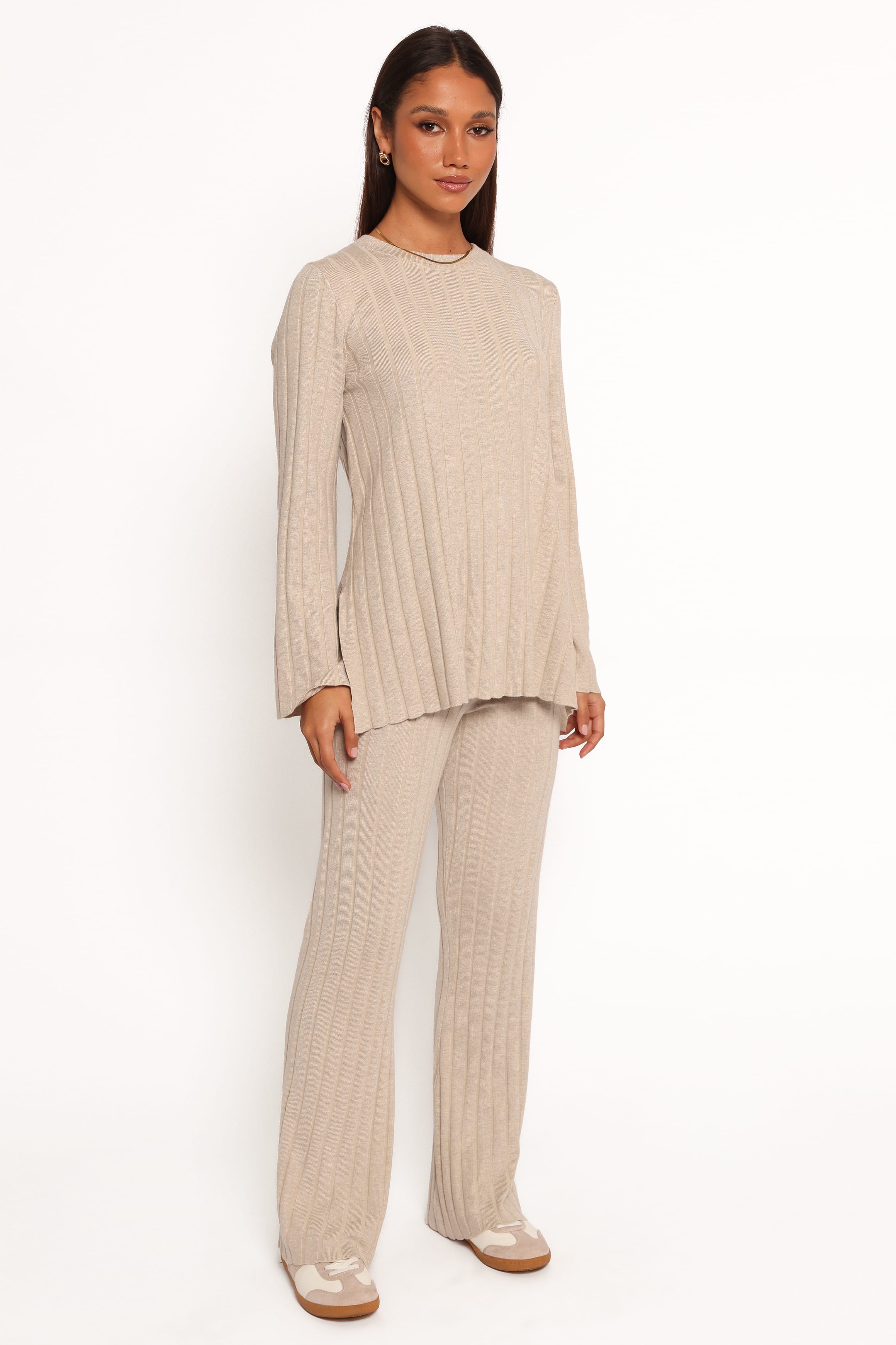 SETS Silvie Long Sleeve Knitted Set - Oatmeal