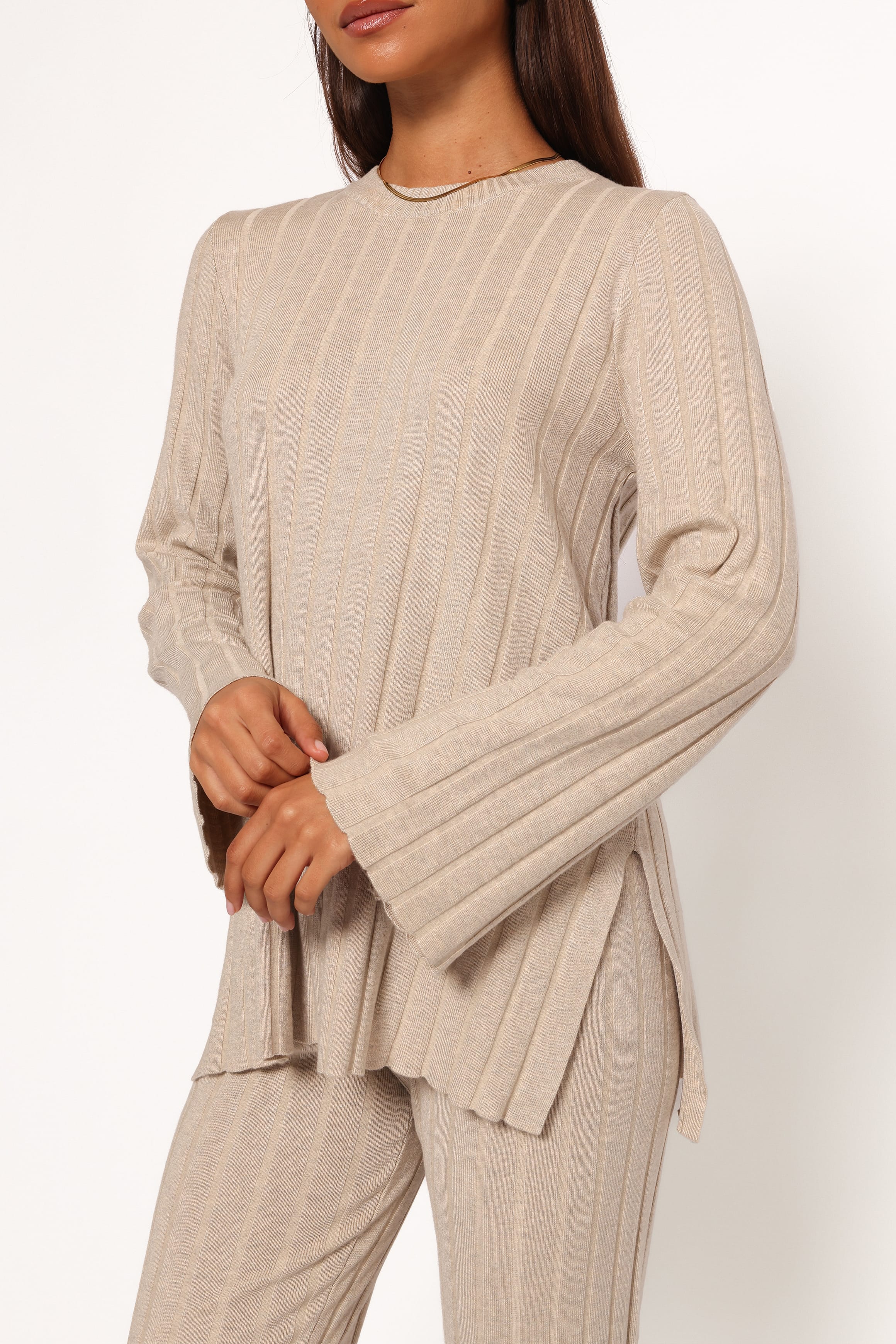 SETS Silvie Long Sleeve Knitted Set - Oatmeal