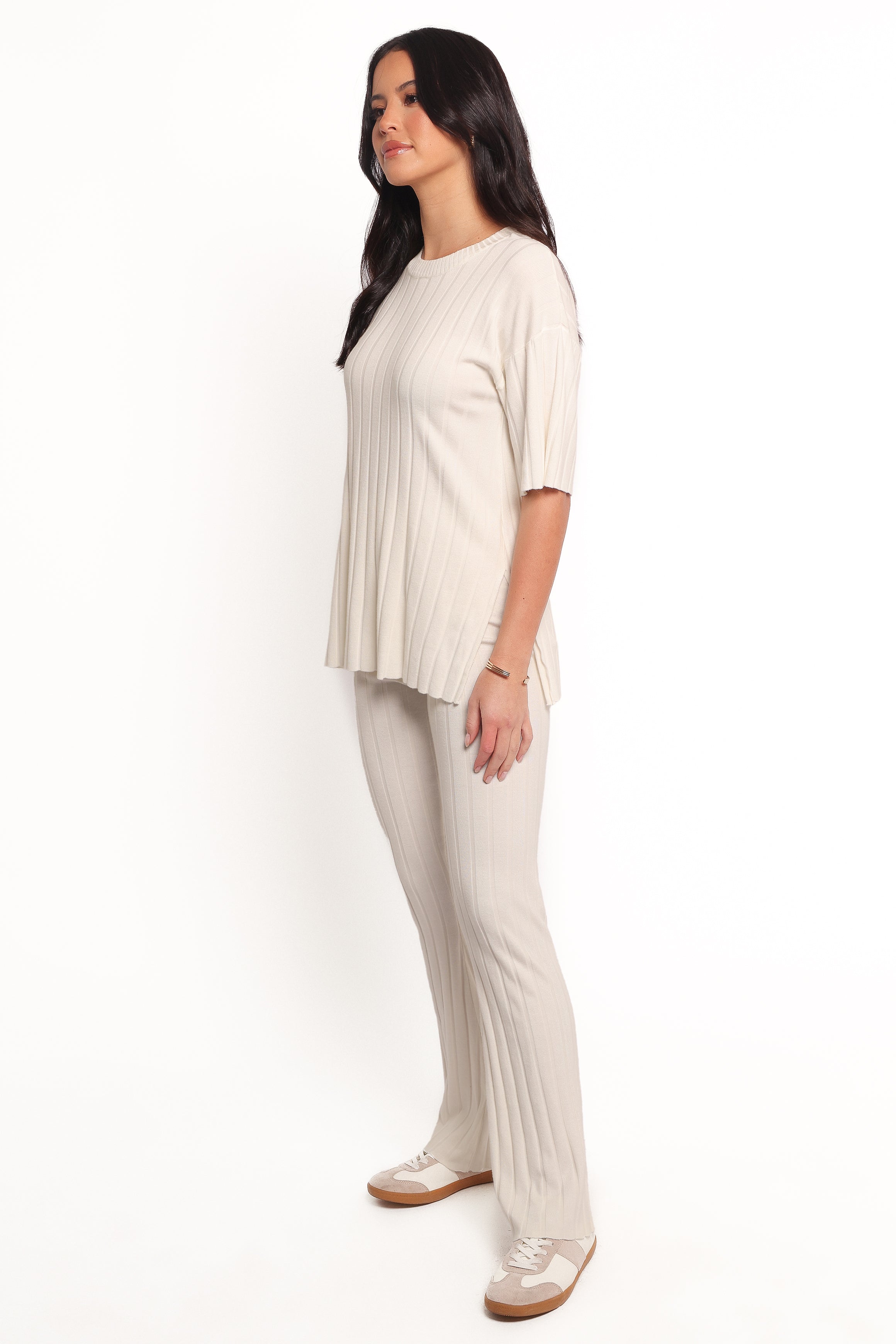 SETS Silvie Short Sleeve Knitted Set - White