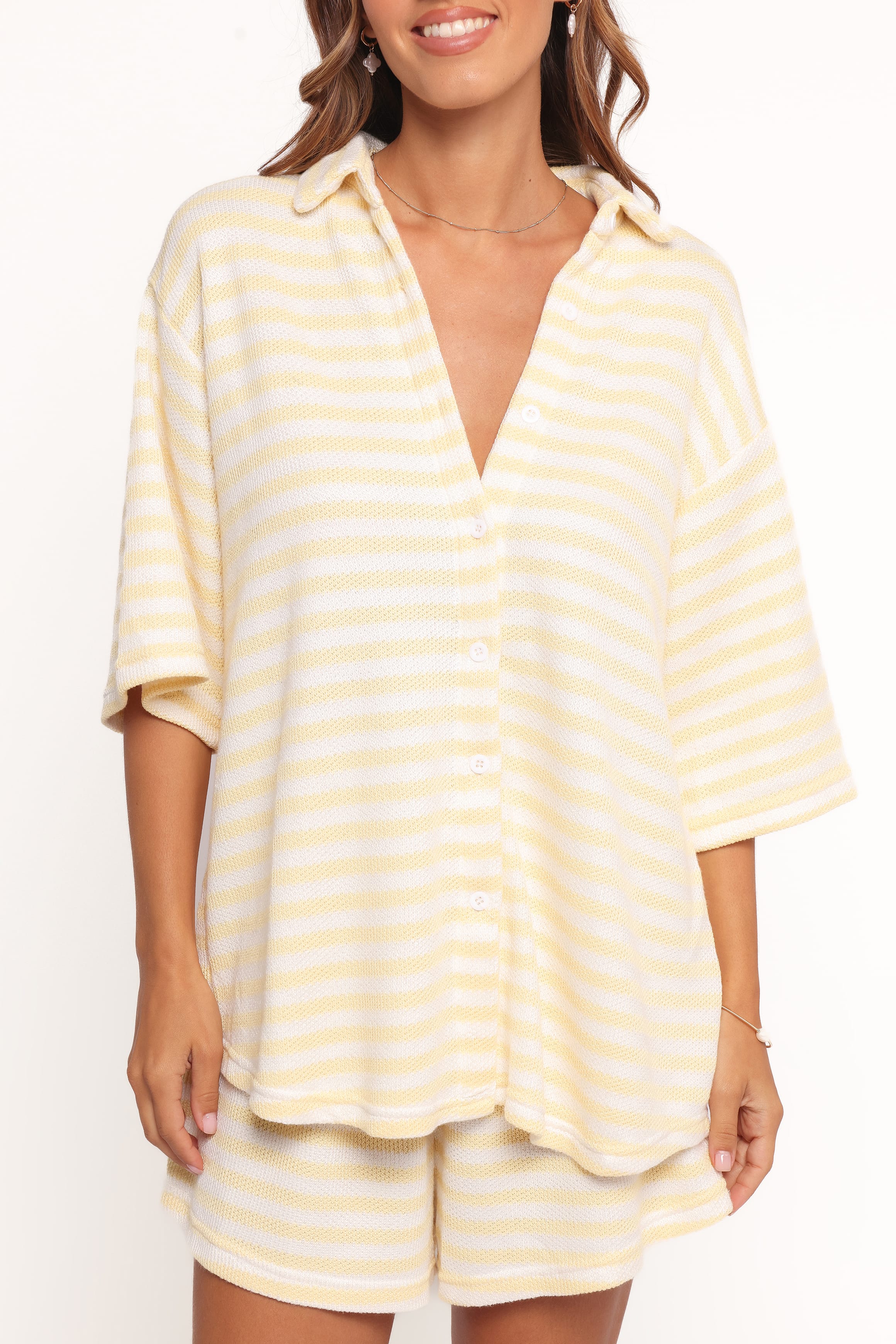 SETS Sunny Knitted Short Set - Yellow Stripe