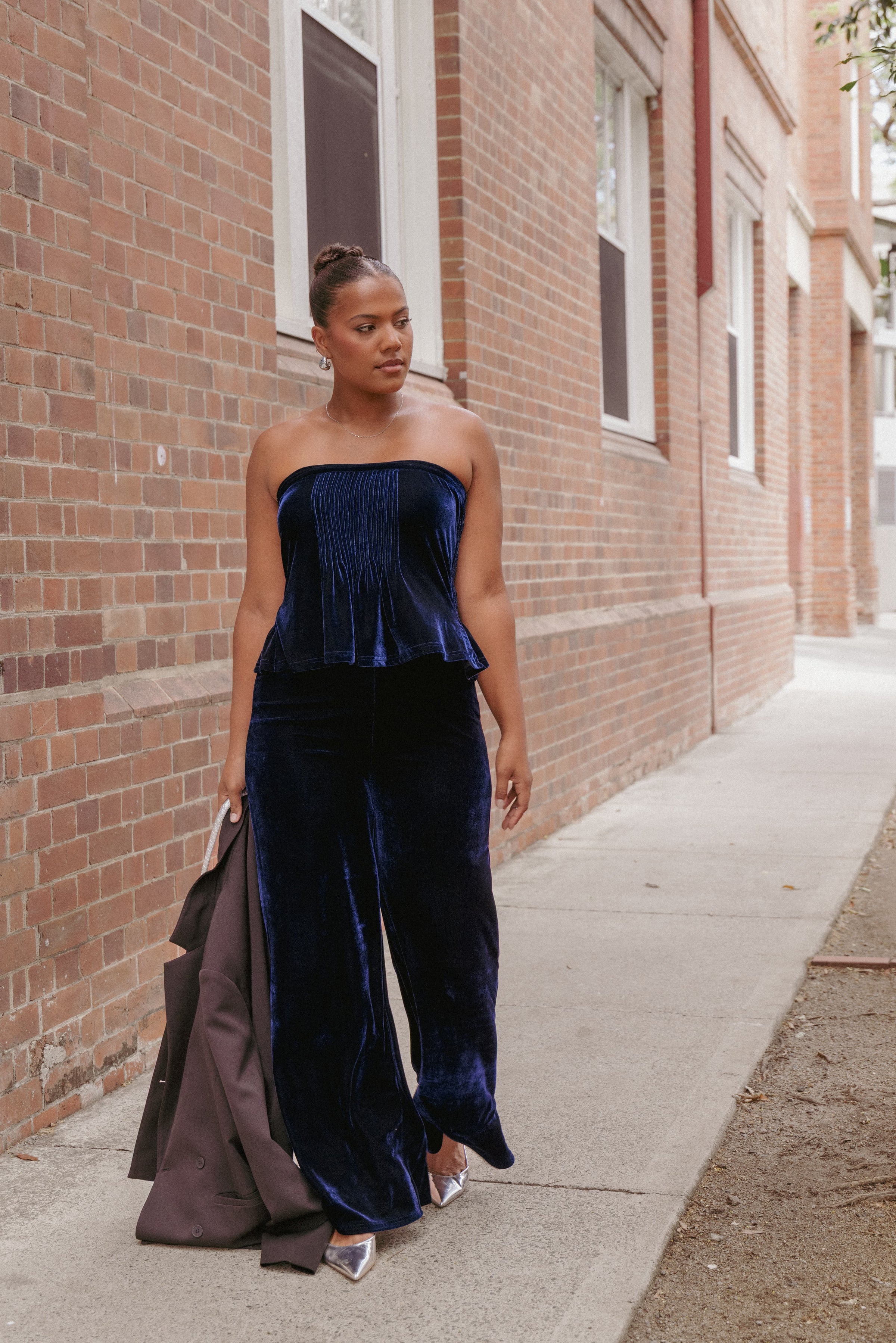 SETS Sutton Strapless Pant Set - Midnight Blue Velvet