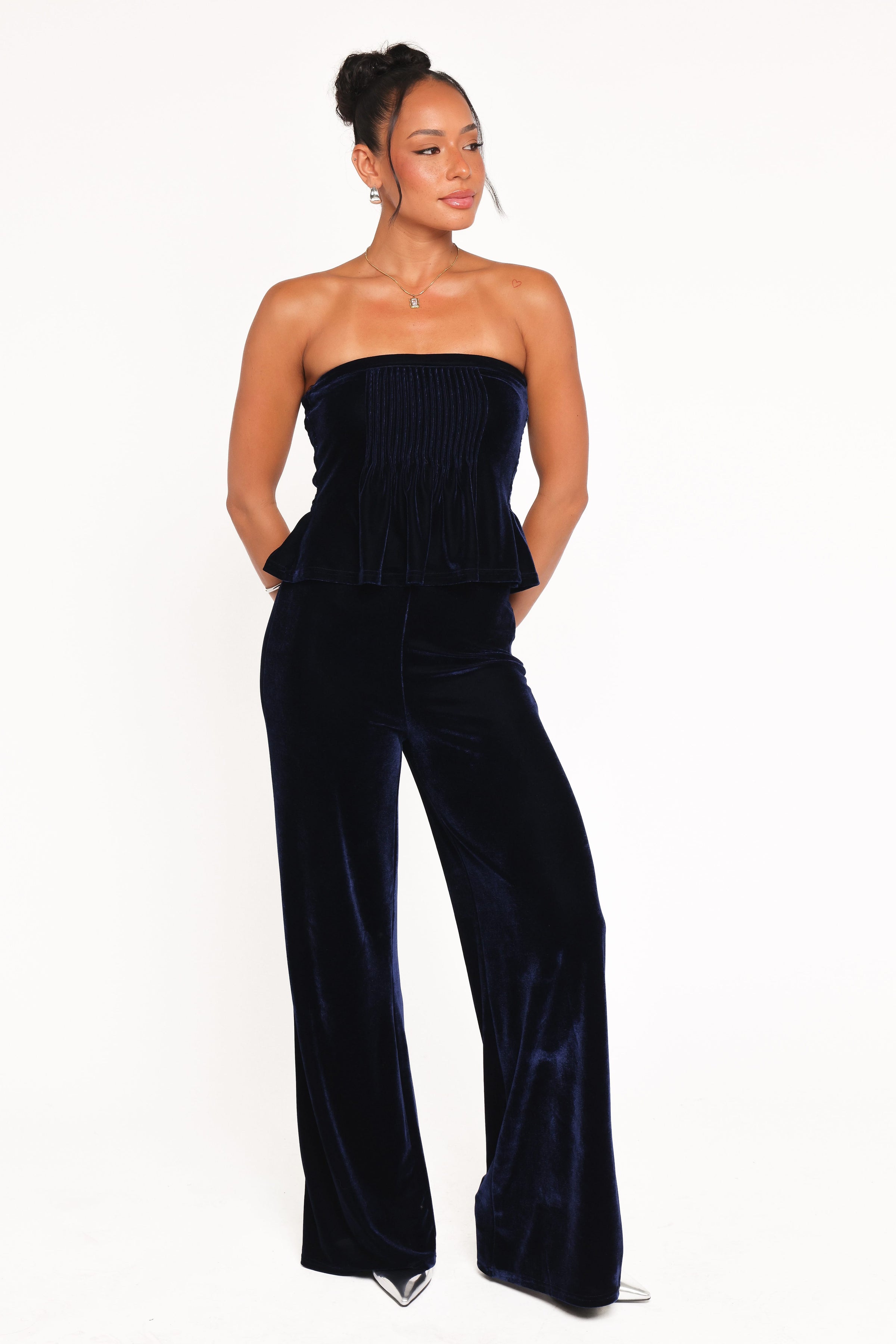 SETS Sutton Strapless Pant Set - Midnight Blue Velvet