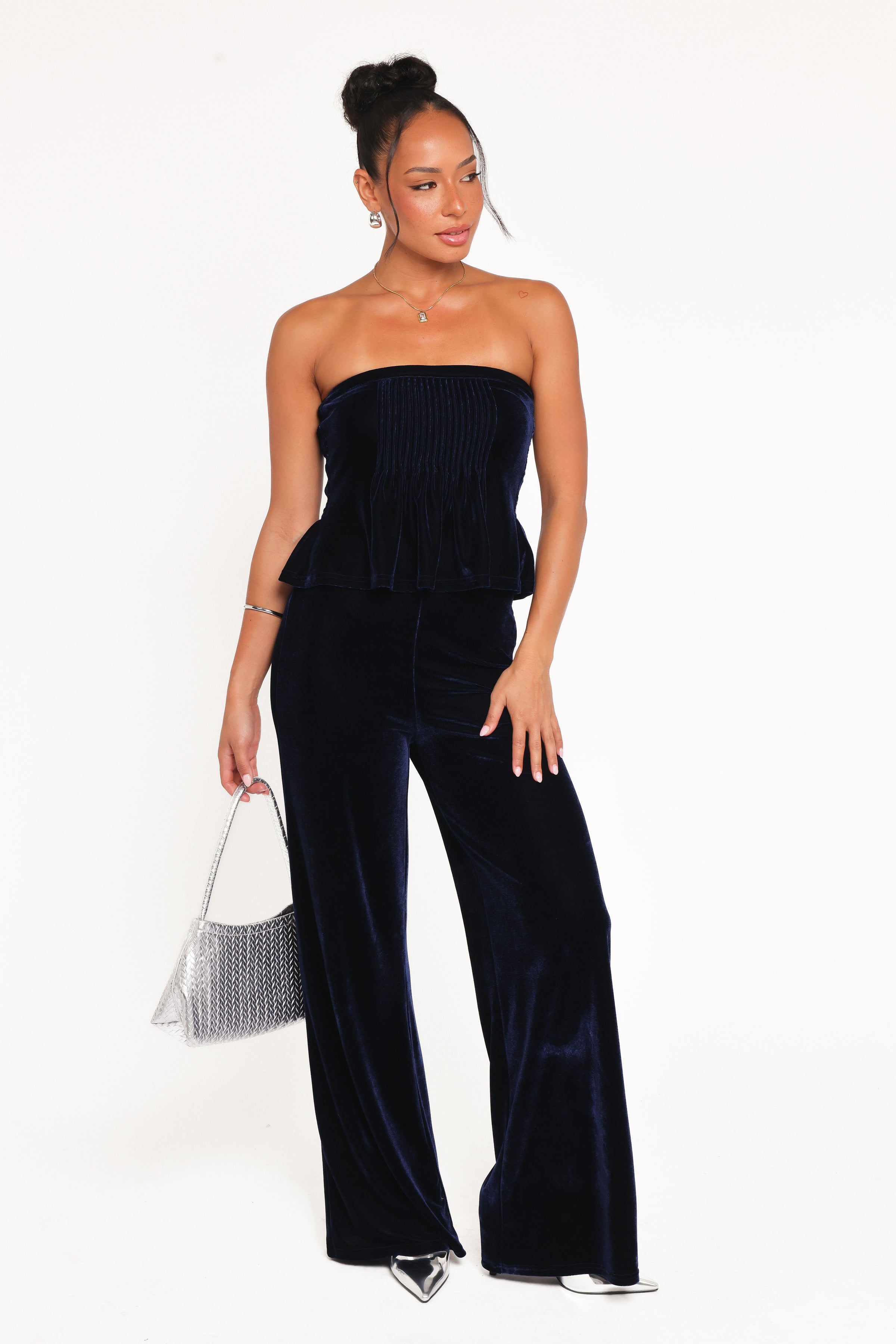 SETS Sutton Strapless Pant Set - Midnight Blue Velvet