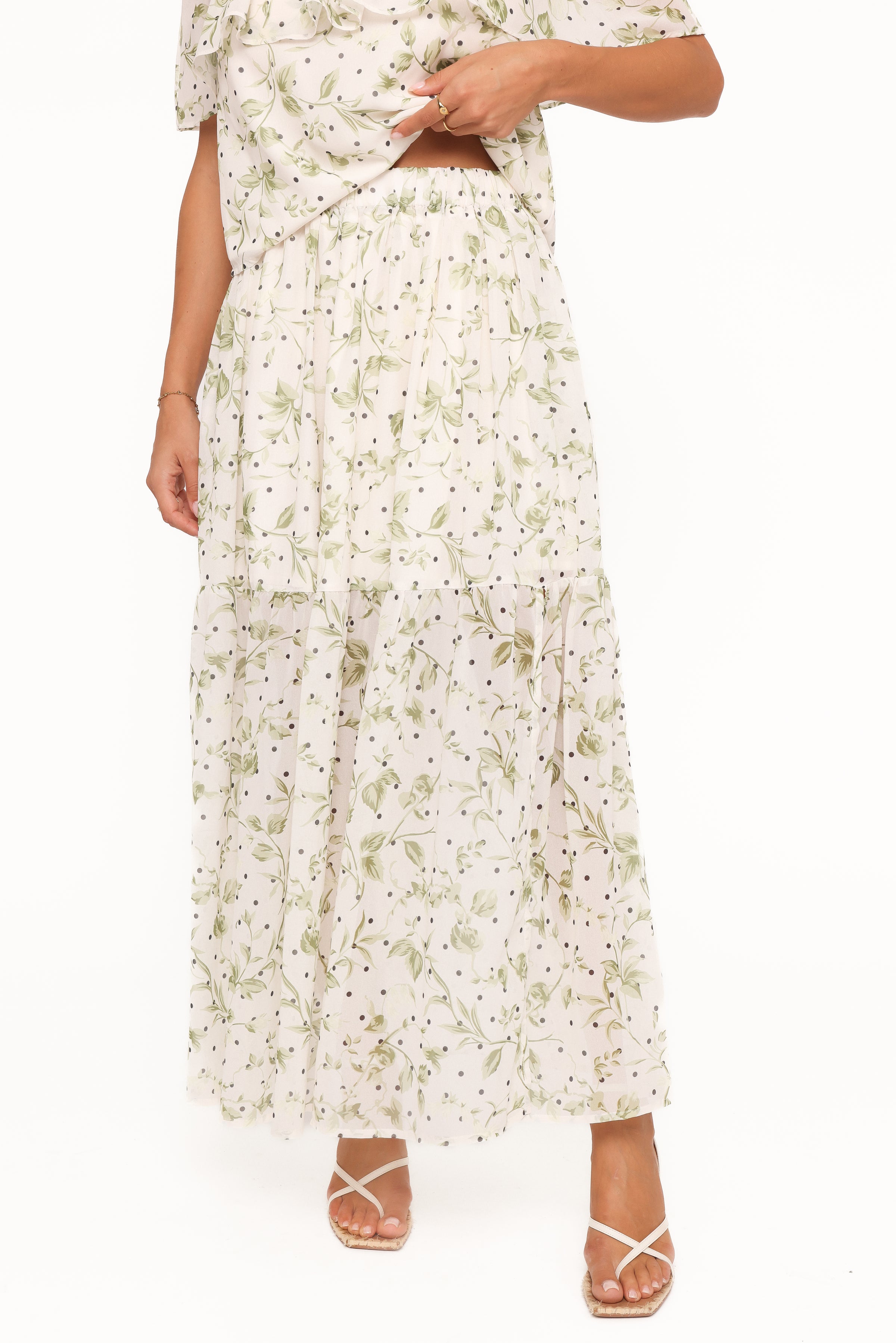 SETS Vanessa Maxi Skirt Set - Green Leaf
