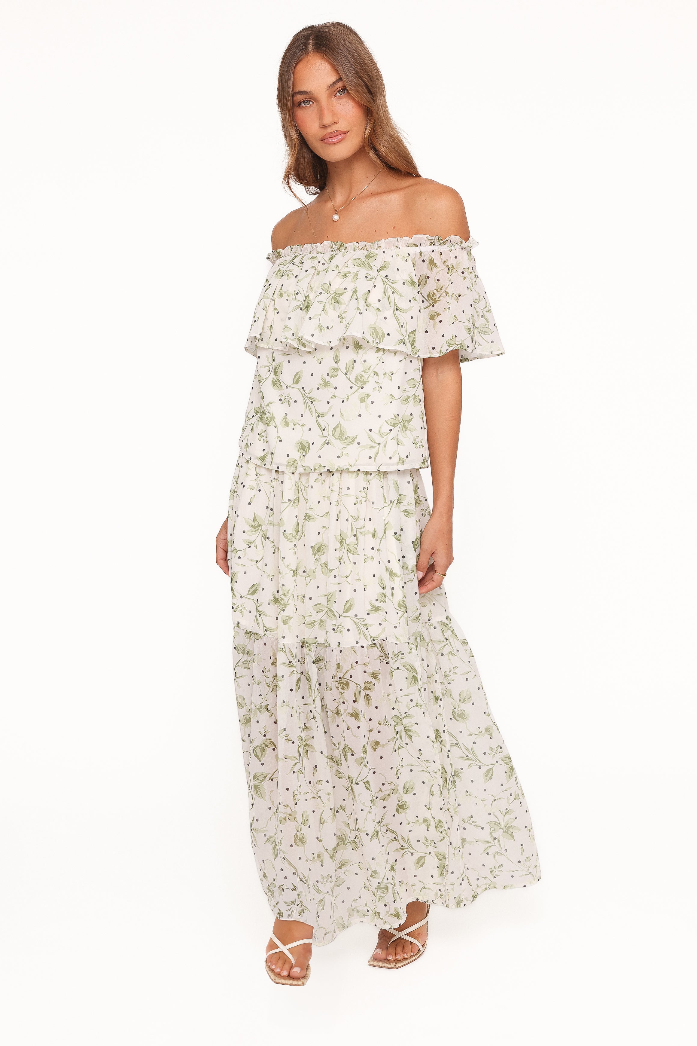 SETS Vanessa Maxi Skirt Set - Green Leaf