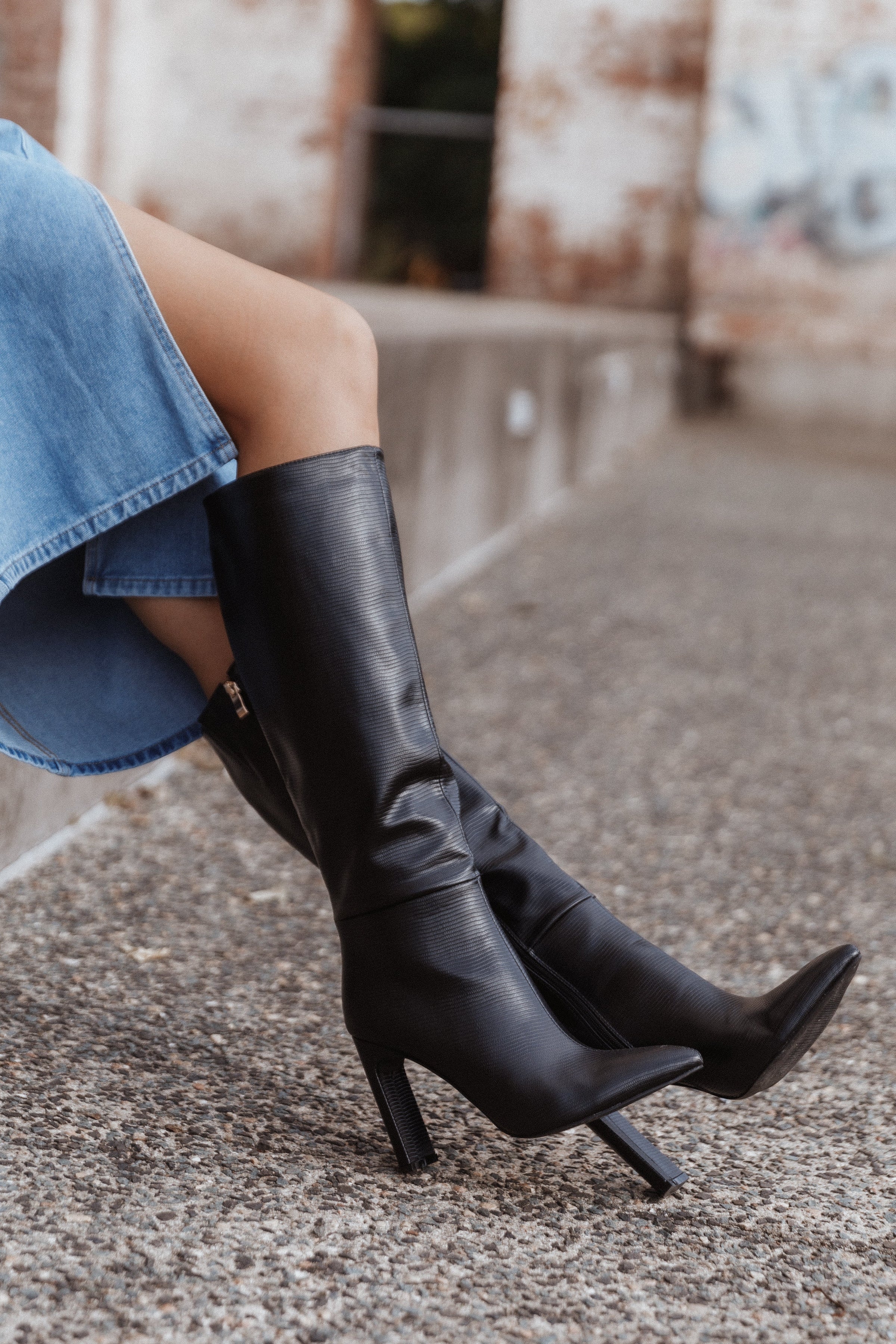 SHOES Rasana Knee High Boot - Black Scale