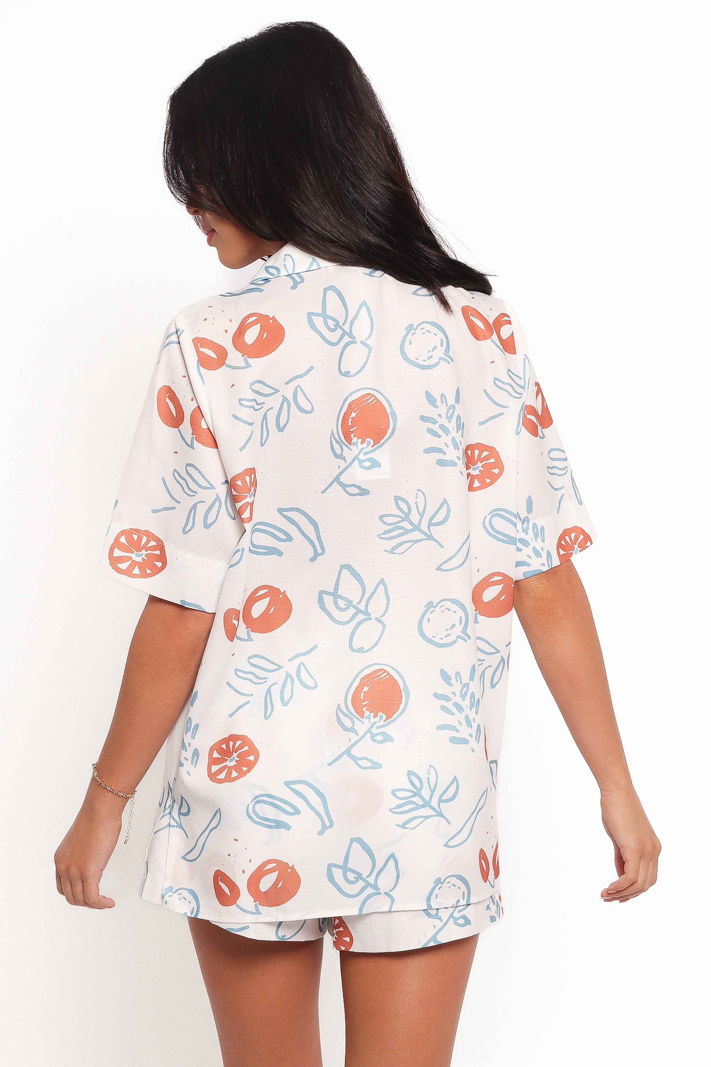 TOPS Aaliyah Tie Front Top - Blue Cream