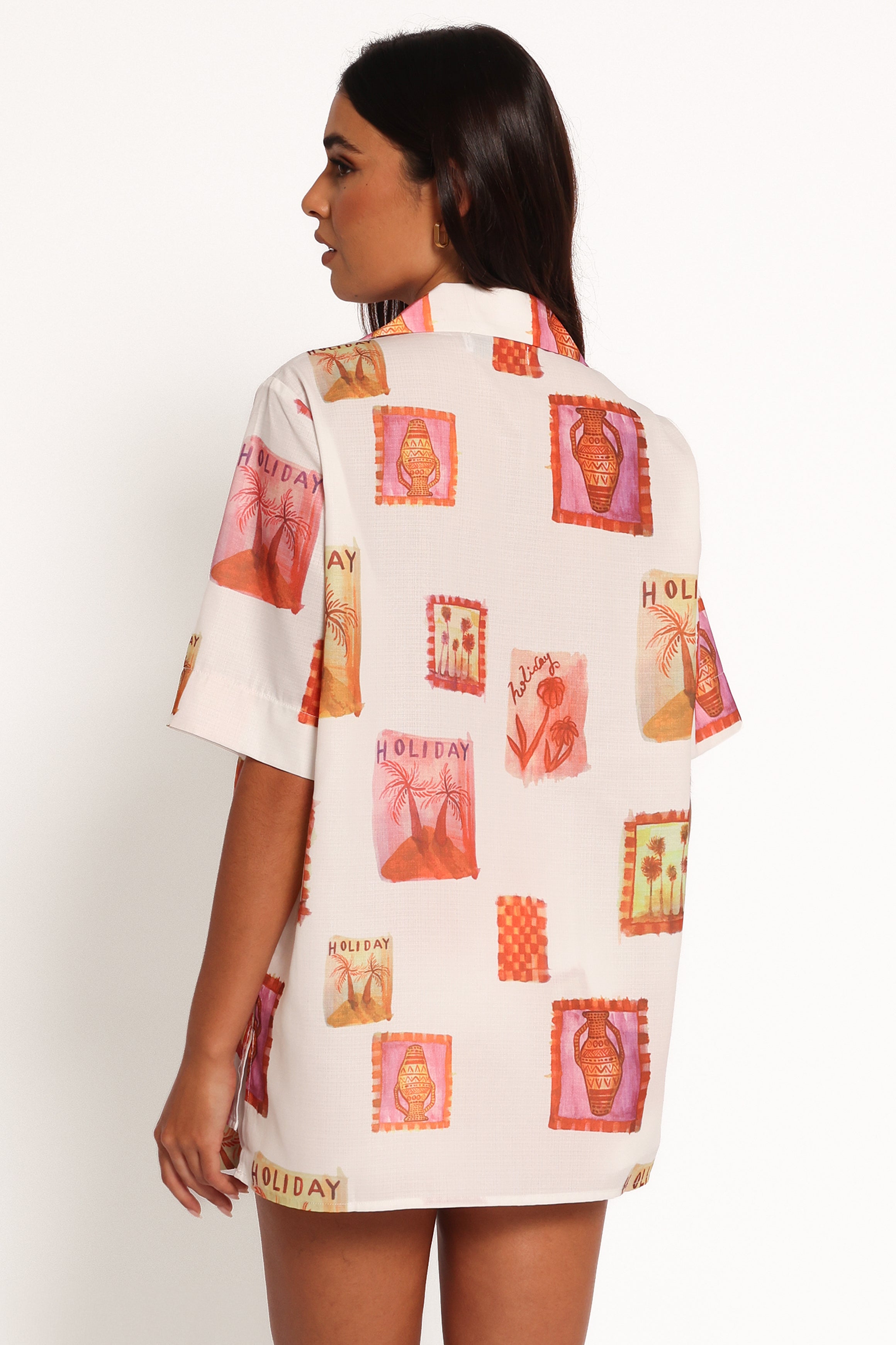 TOPS Aaliyah Tie Front Top - White Multi